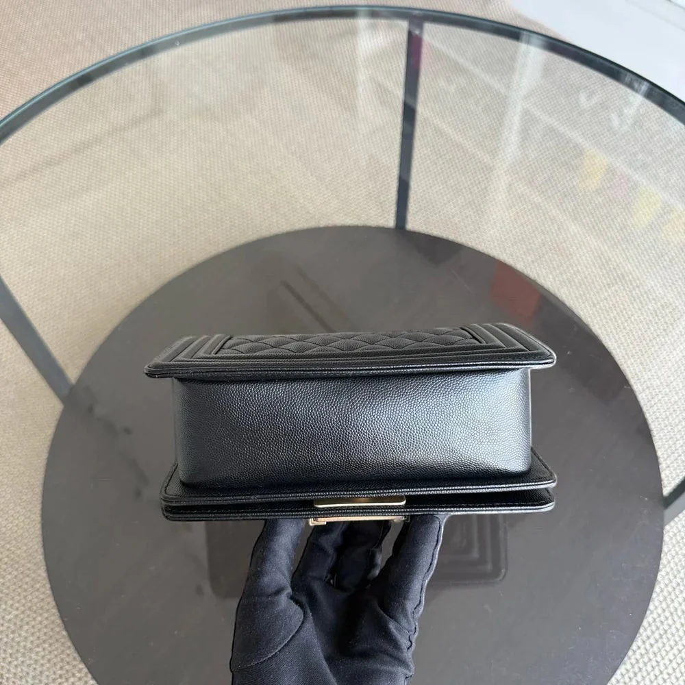 Chanel Boy Small - Caviar 20CM Quilted Black Gold Hardware Series 27