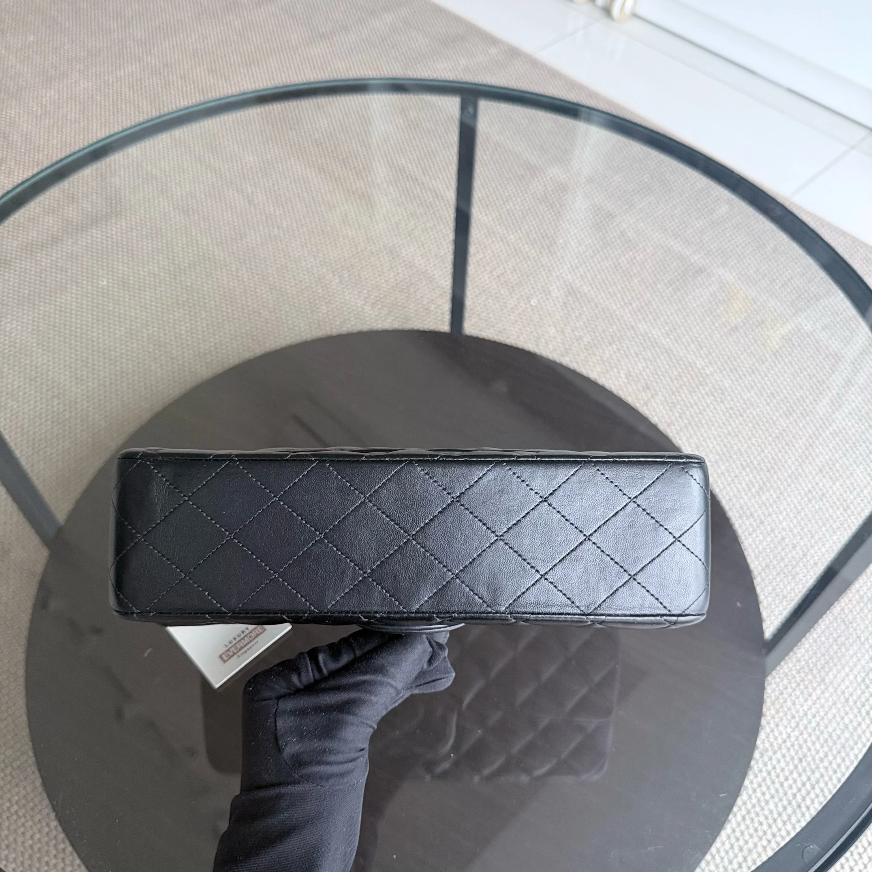 Chanel Classic Flap Medium - 25CM Quilted Lambskin Black Silver Hardware Series 12