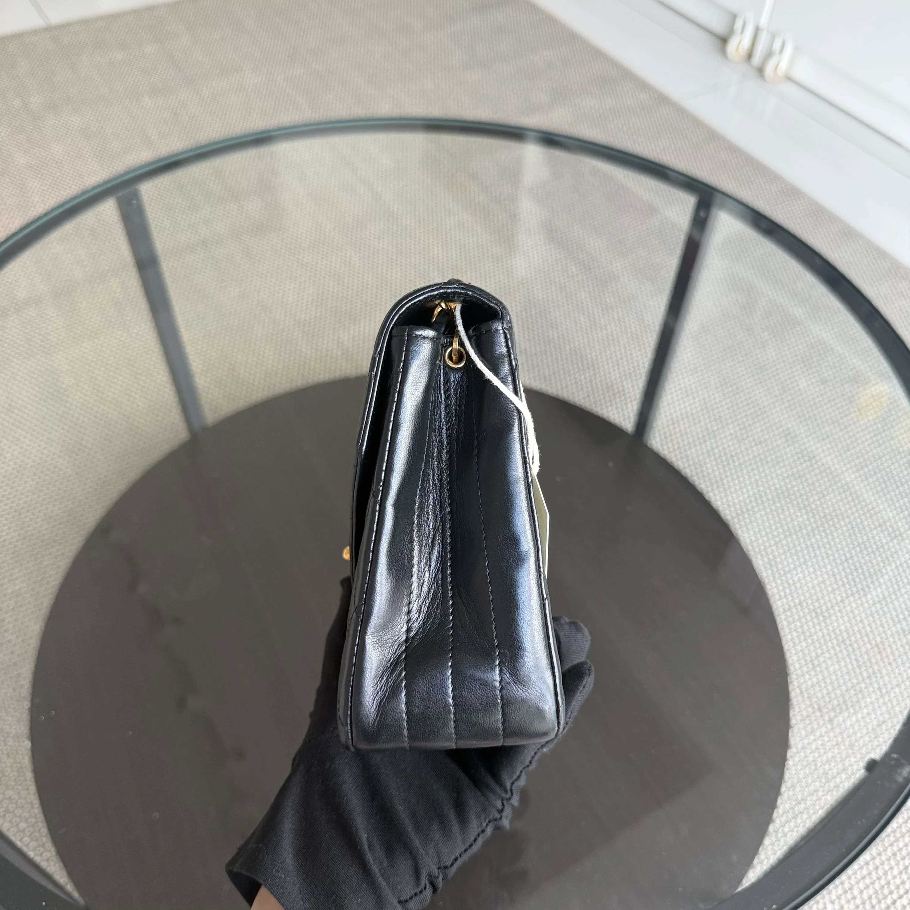 Chanel Medium Flap Vintage - Quilted Lambskin Black Gold Hardware Series 1