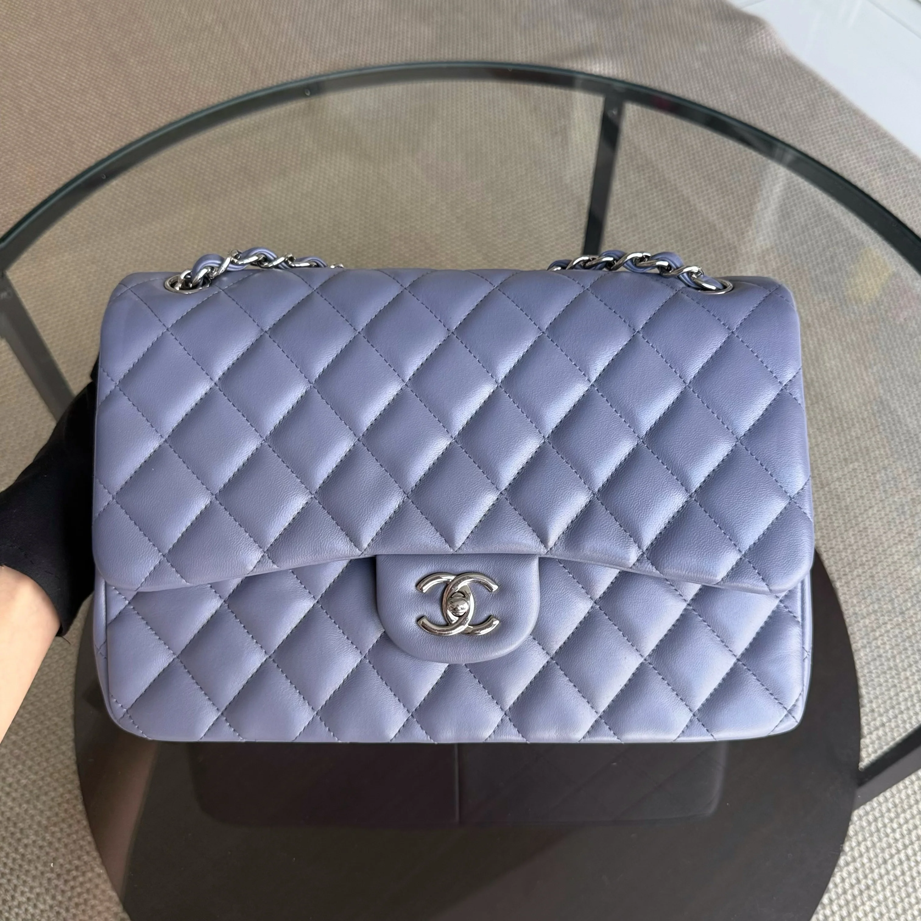 Chanel Classic Flap Jumbo - Double Flap 30CM Quilted Lambskin Lavender Silver Hardware Series 15