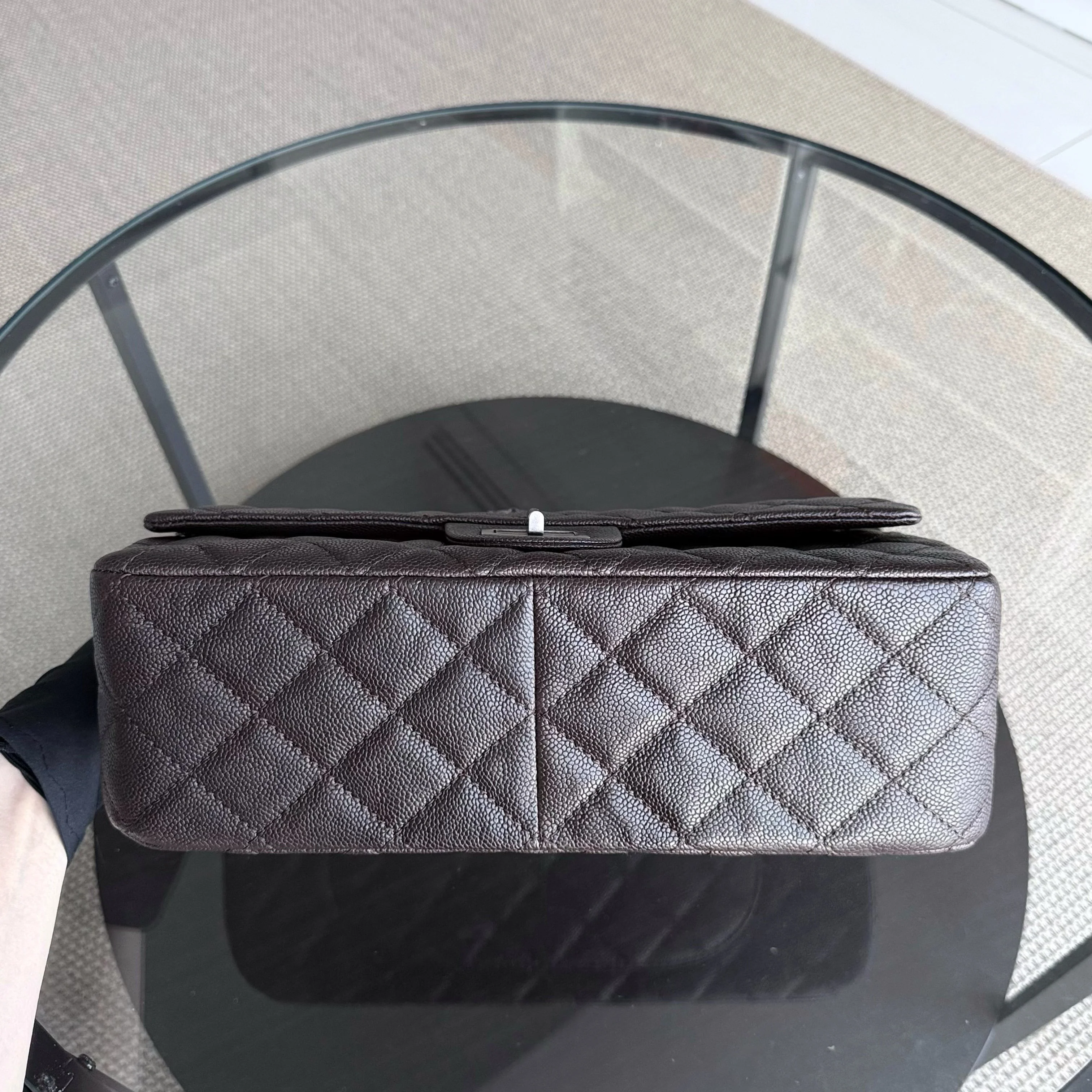 Chanel 2.55 Reissue 227 - Caviar Quilted Grained Calfskin Dark Brown Silver Hardware Series 14