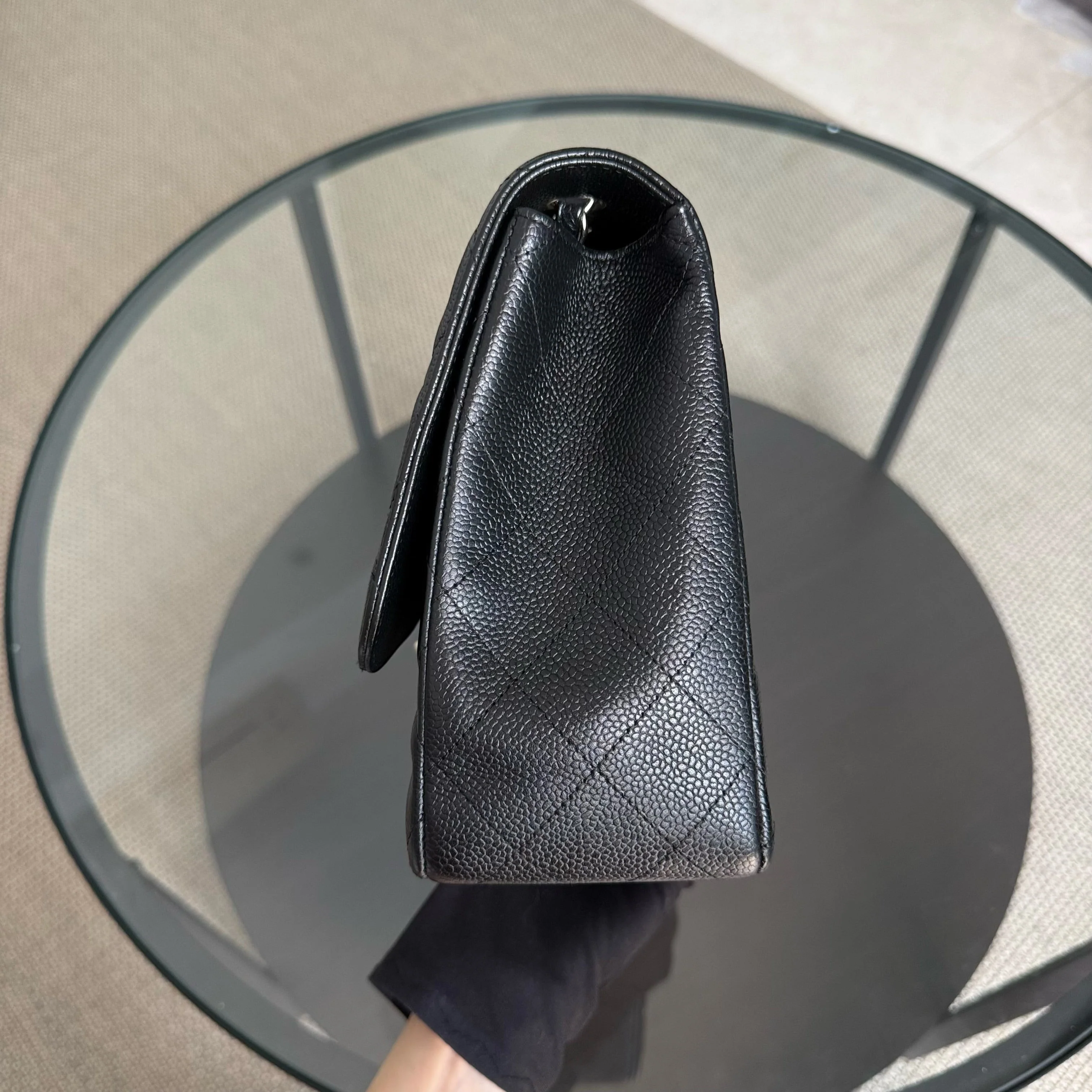 Chanel Classic Flap Jumbo - Caviar 30CM Single Flap Quilted Black Silver Hardware