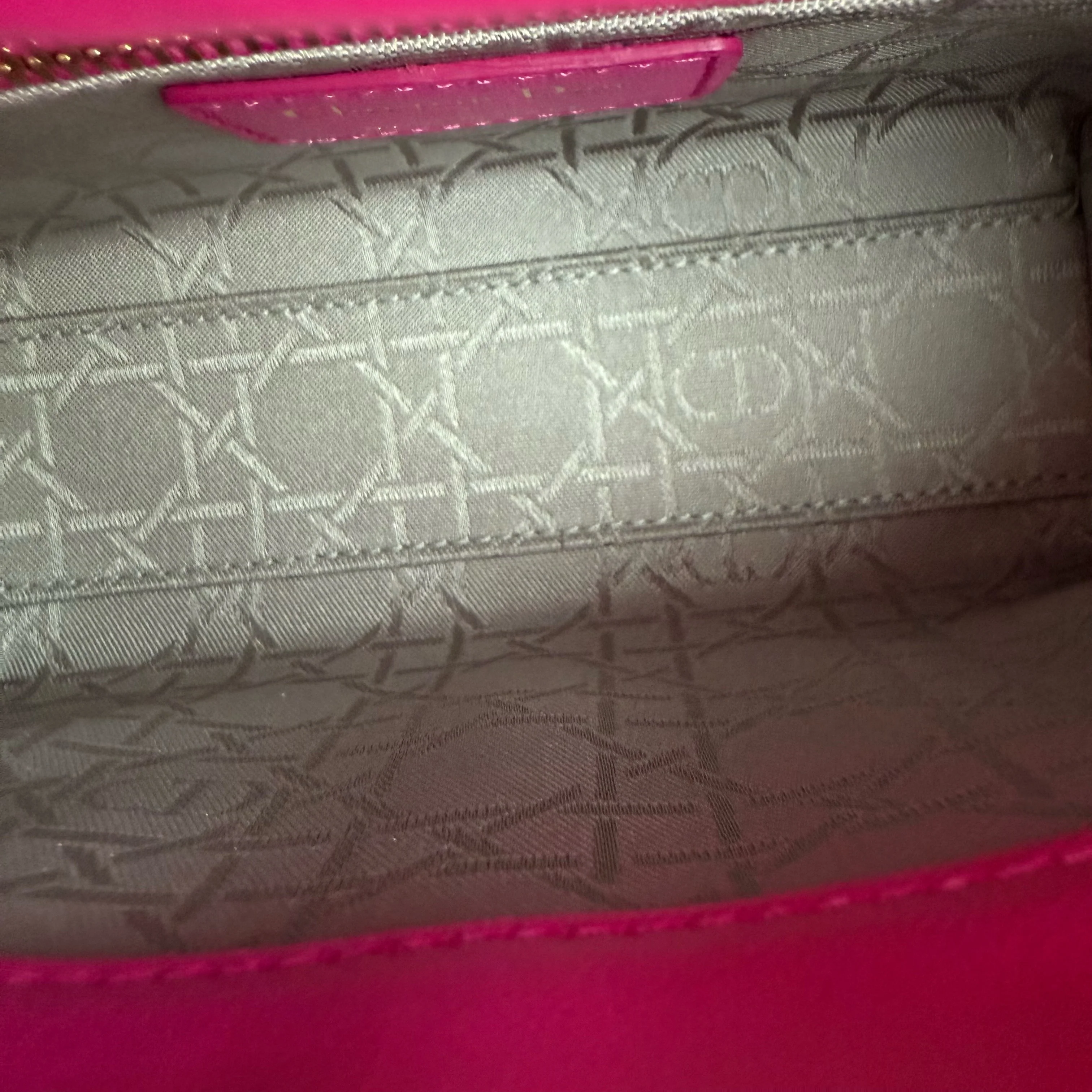 Dior Lady Mini - Cannage Lambskin Hot Pink Gold Hardware Chain Strap