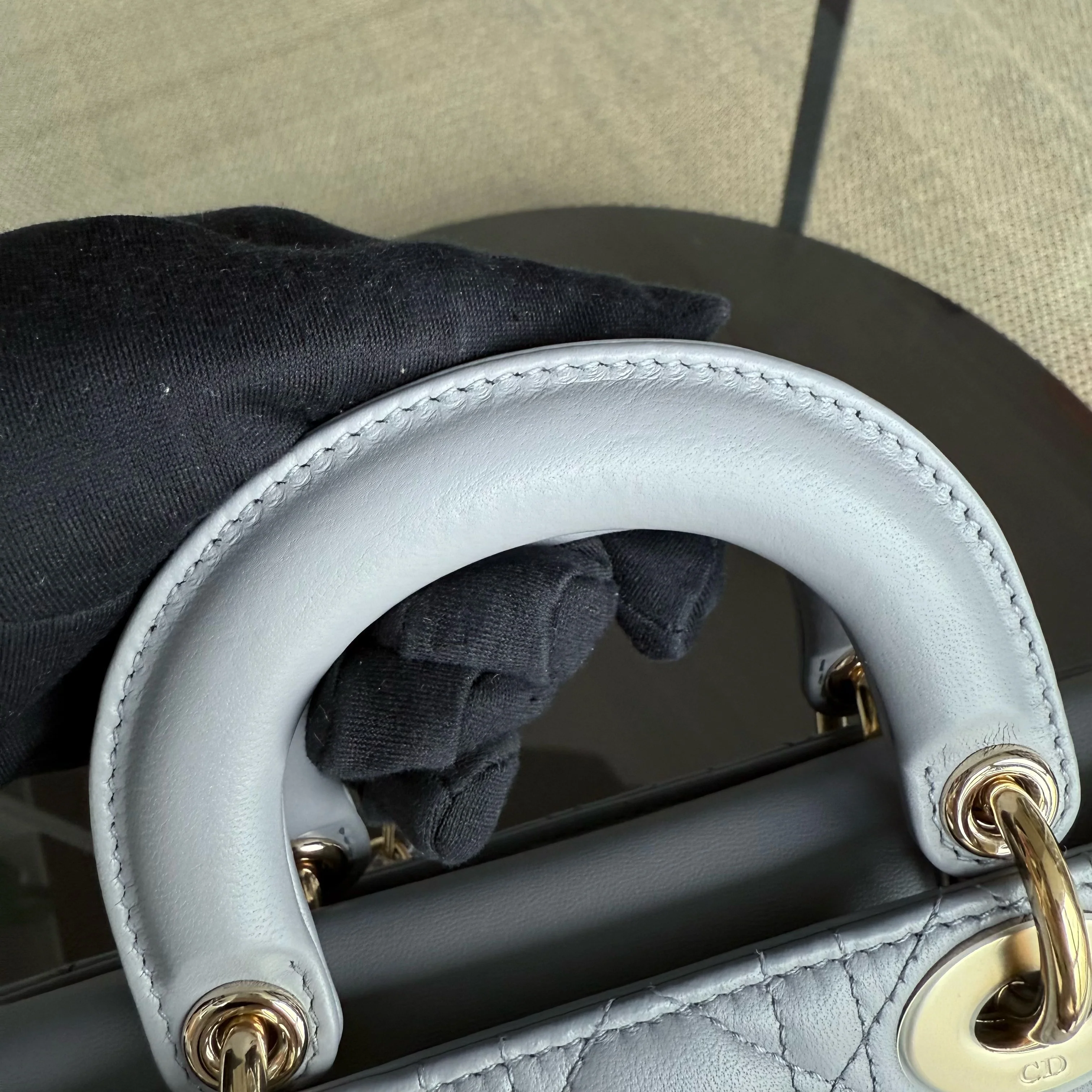 Dior Lady D-Joy Small - Cannage Lambskin Gray Gold Hardware