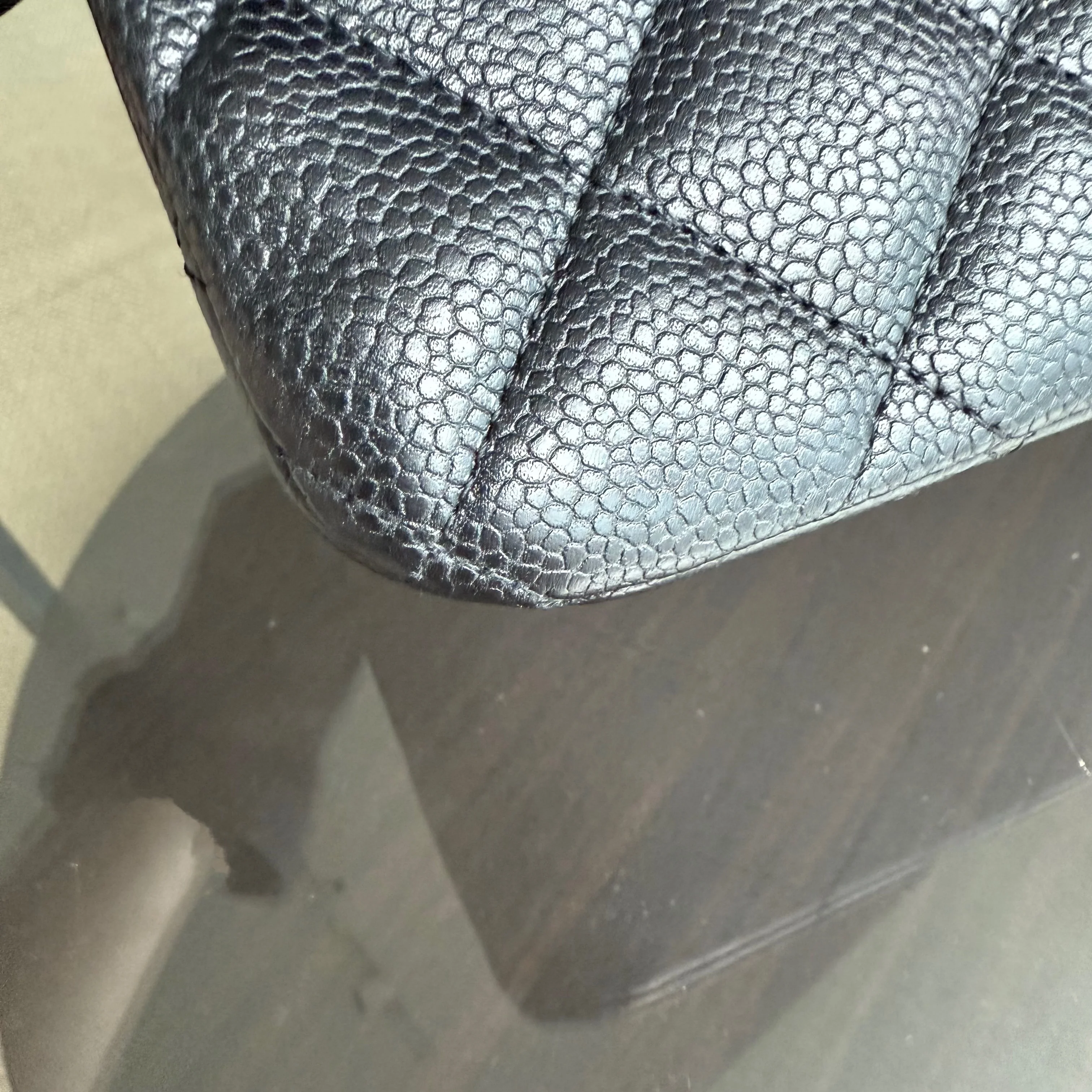 Chanel Caviar Jumbo Classic Flap Quilted Grained Calfskin Black Silver Hardware Series 13