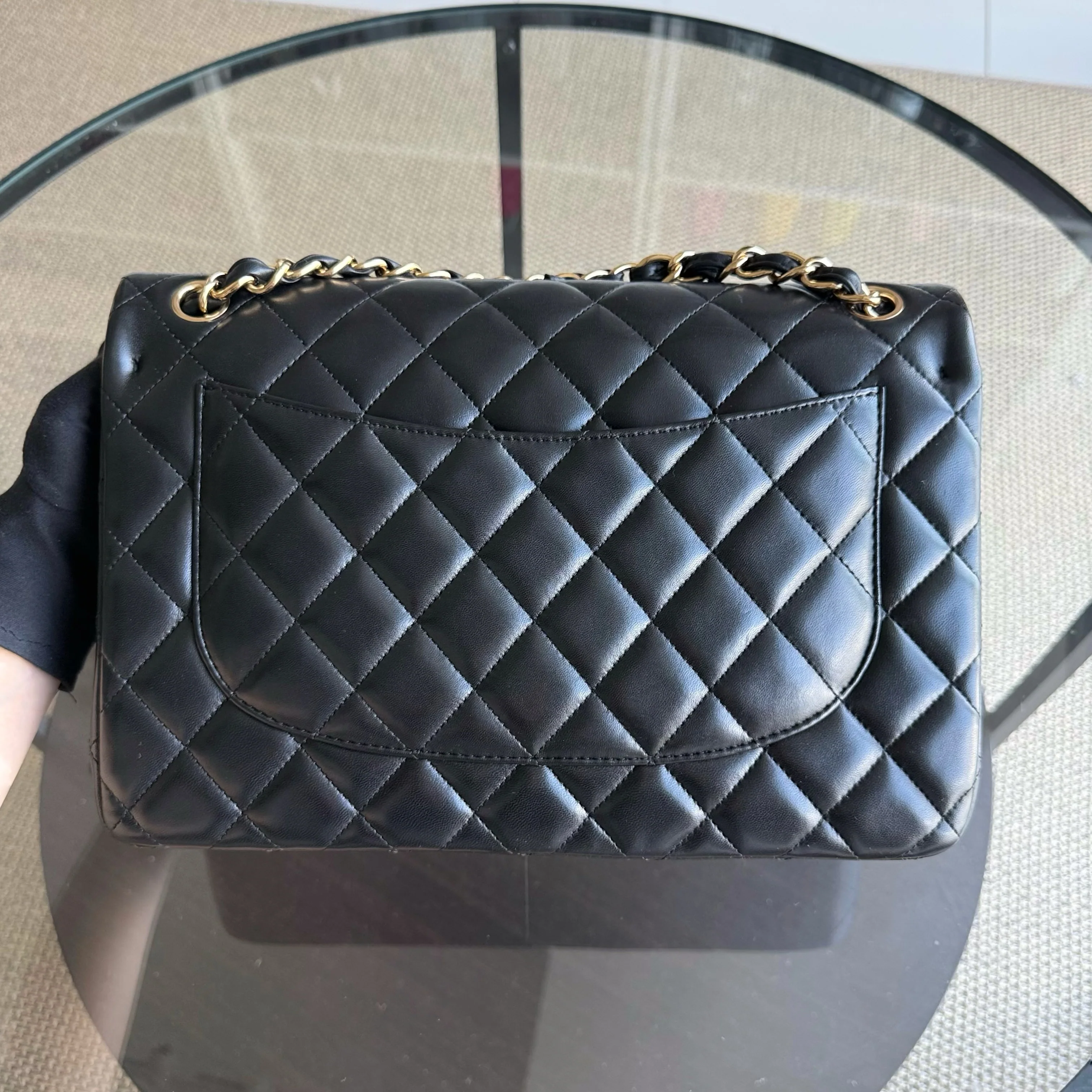 Chanel Classic Flap Jumbo - Double Flap 30CM Lambskin Quilted Black Gold Hardware Series 17