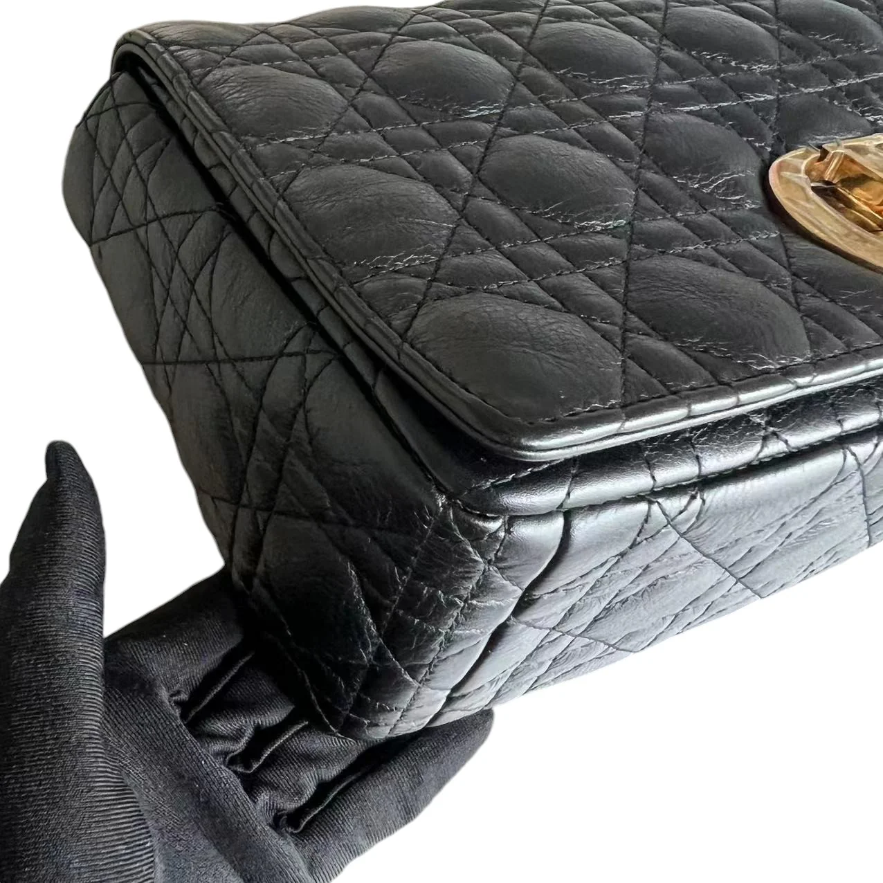 Dior Caro Large - Cannage Calfskin Black Golden Hardware