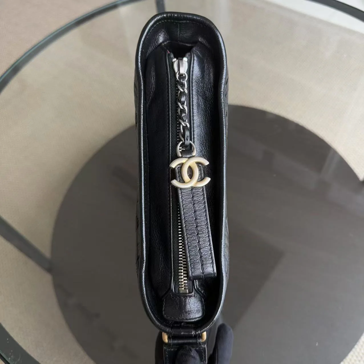 Chanel Gabrielle Small - Quilted Calfskin Black Two-tone Gold Hardware Series 24