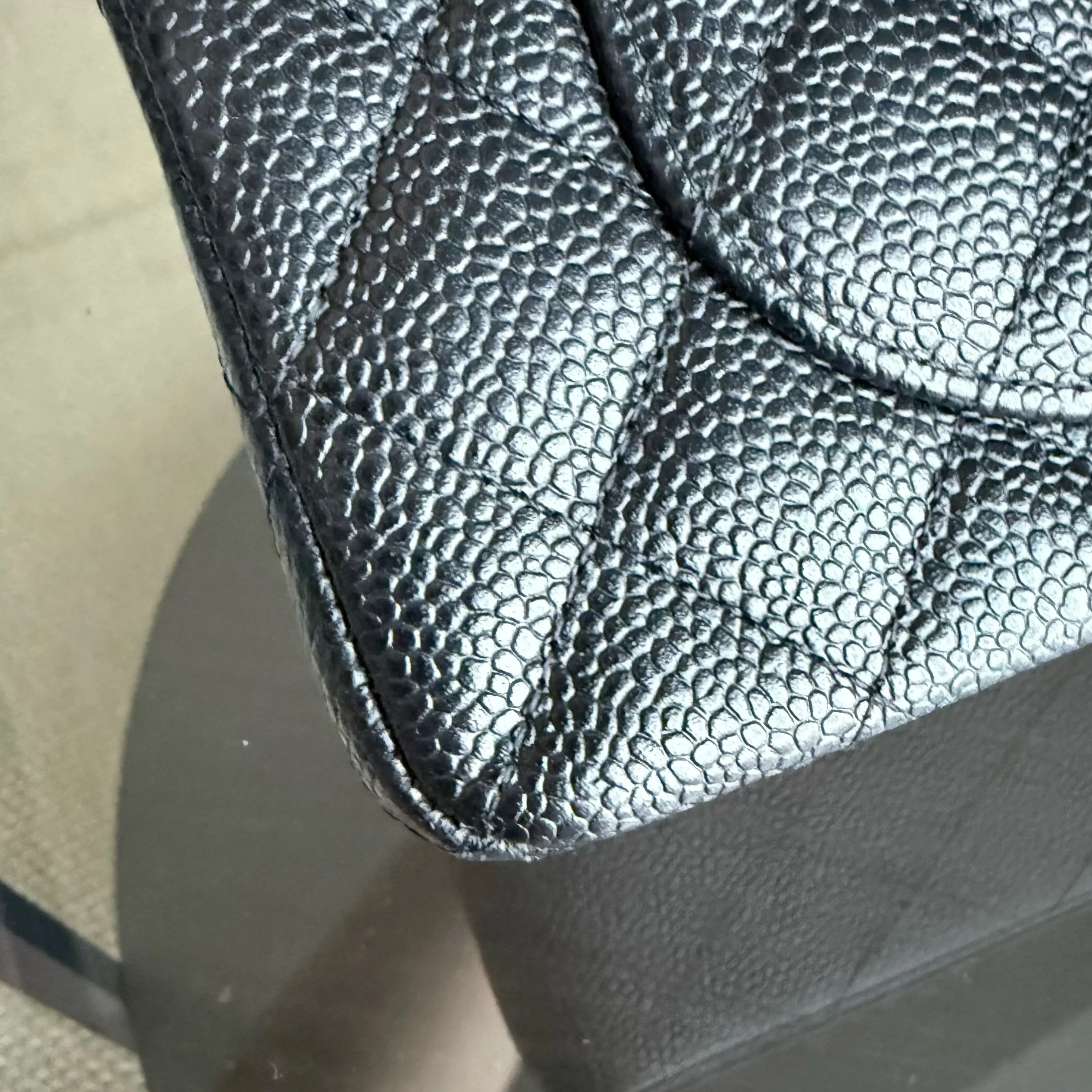 Chanel Classic Flap Small - Caviar 23CM Quilted Grained Calfskin Black Silver Hardware Series 12