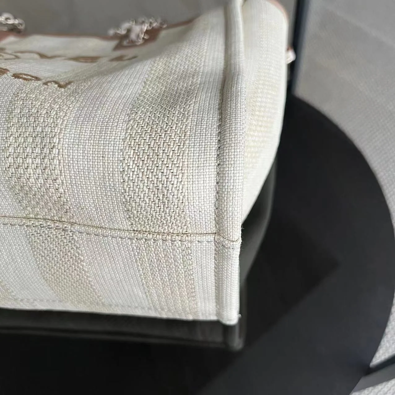 Chanel Deauville Small - Tote Yellow Canvas Silver Hardware 29