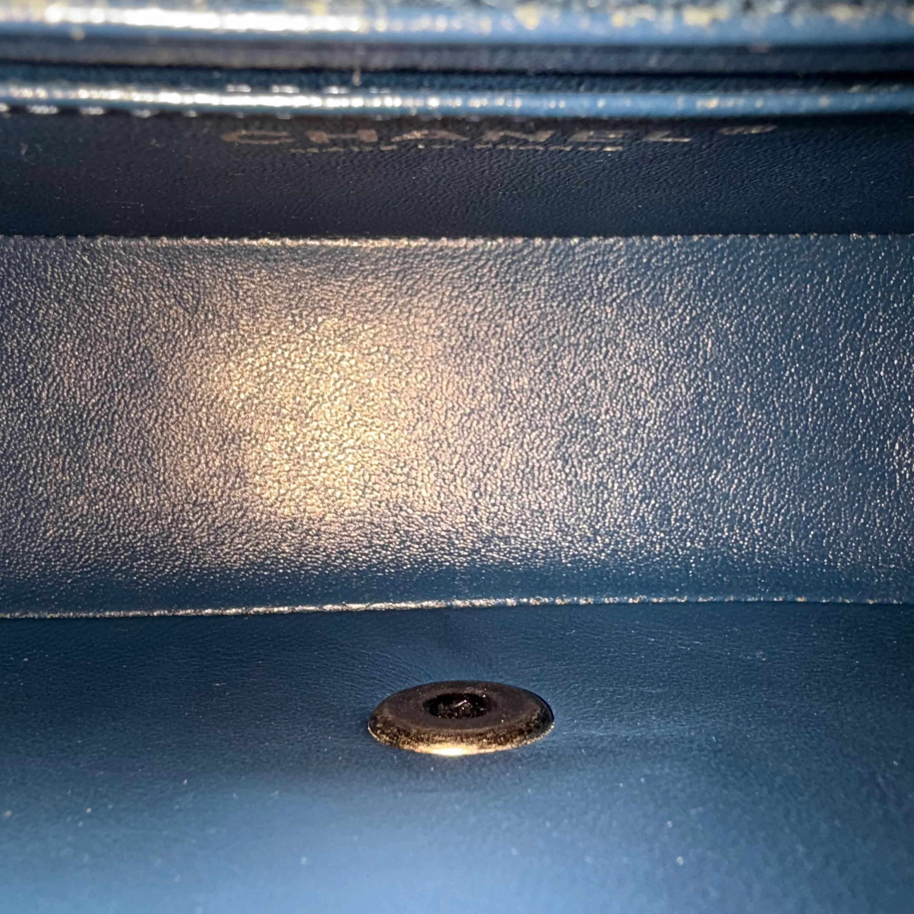 Chanel Classic Flap Mini Rectangle - Caviar 20CM Quilted Dark Blue Ruthenium Silver Hardware Series 23