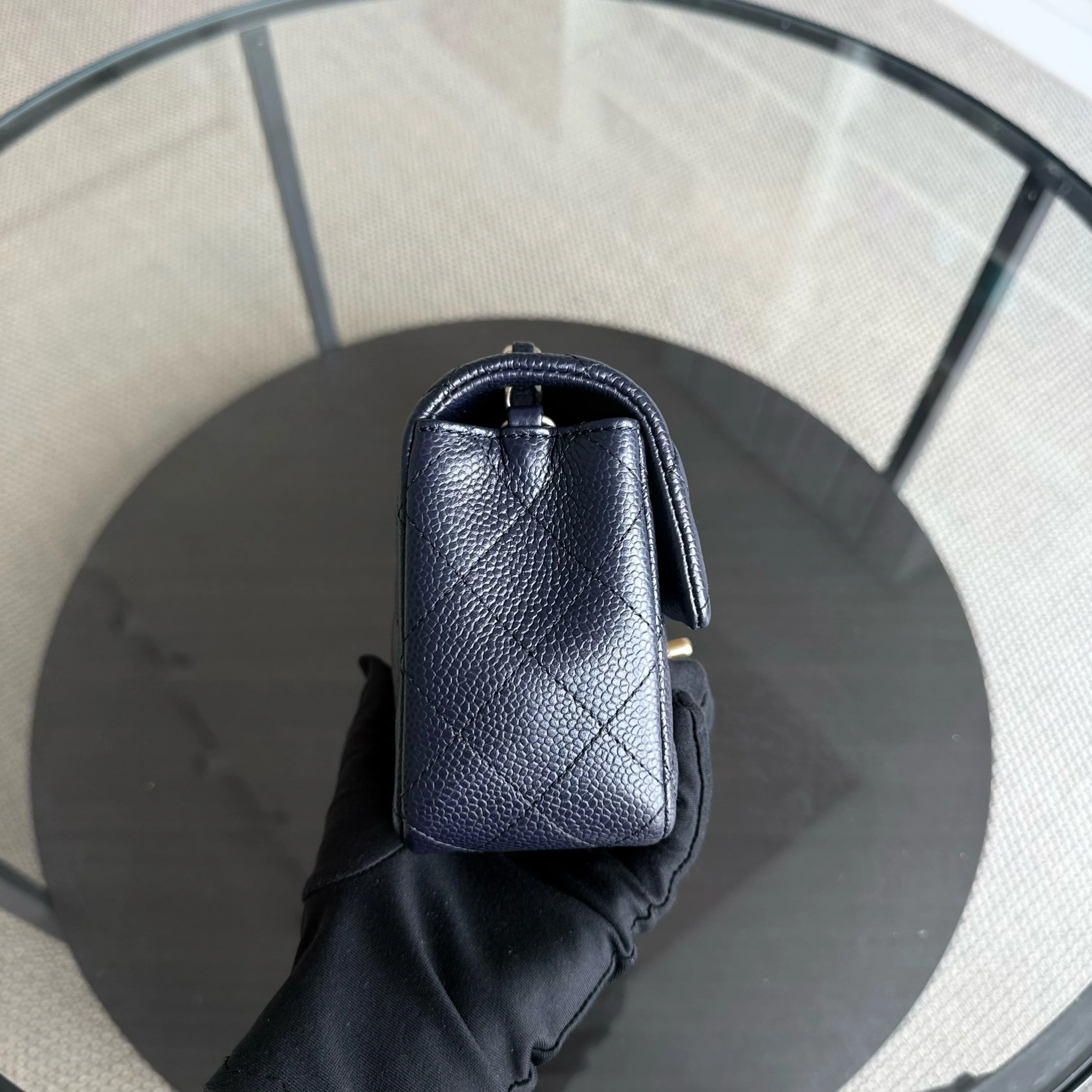 Chanel Classic Flap Mini - Caviar 20CM Quilted Dark Blue Gold Hardware Series 21