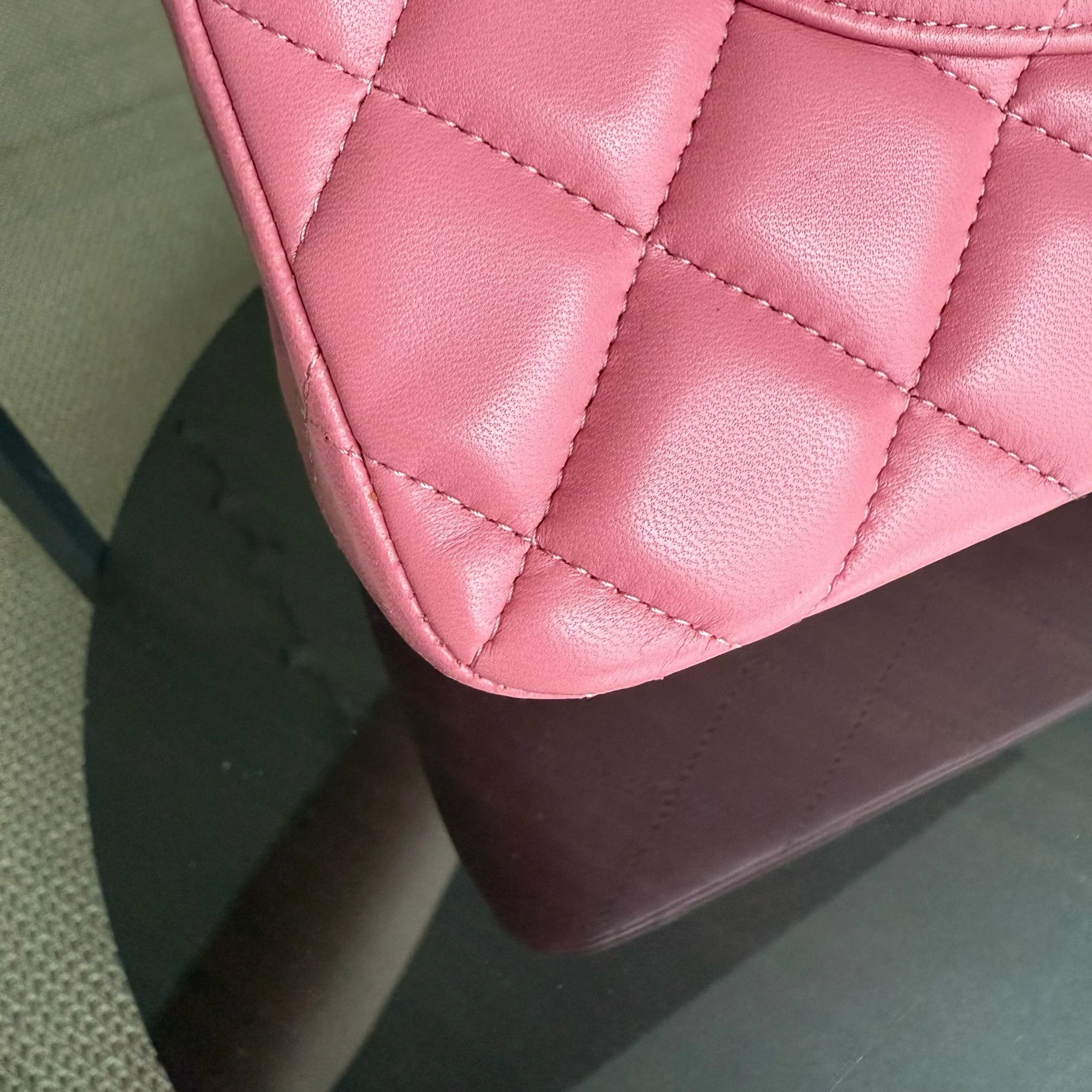 Chanel Classic Flap Jumbo - Double Flap 30CM Quilted Lambskin Sakura Pink Silver Hardware Series 18