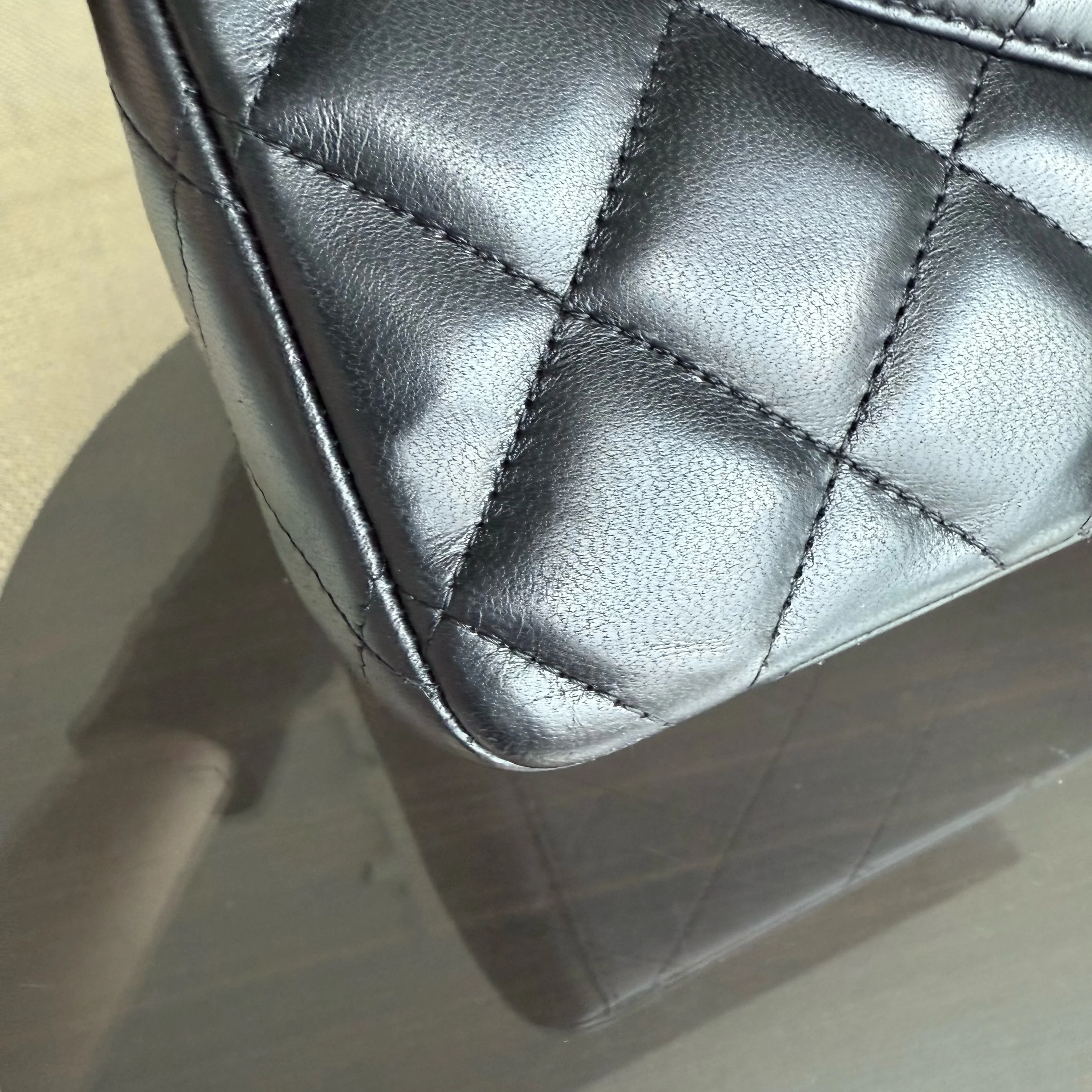 Chanel Classic Flap Maxi - Double Flap 33CM Quilted Lambskin Black Gold Hardware Series 15