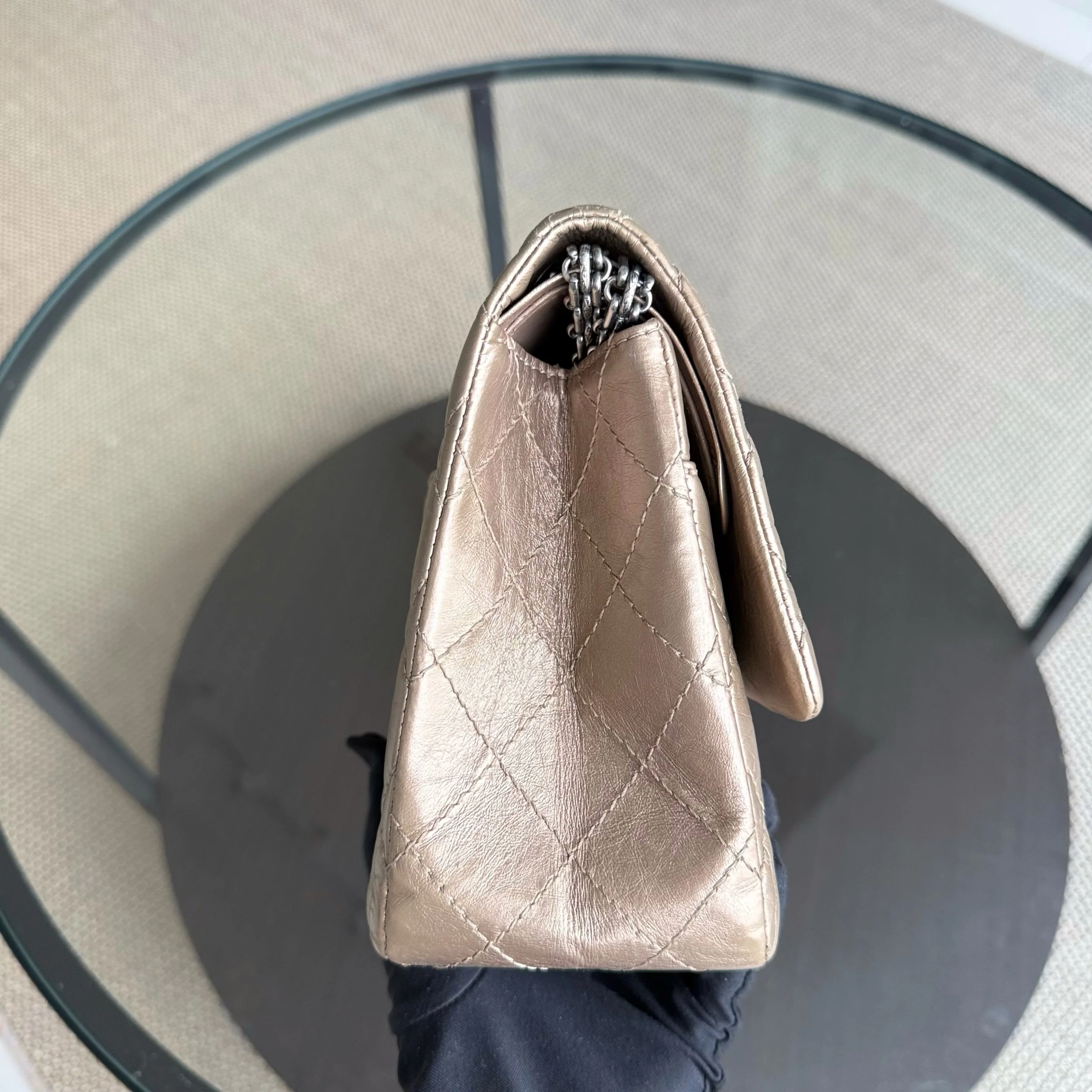 Chanel 2.55 Reissue 226 - Aged Calfskin Quilted Bronze Ruthenium Silver Hardware Series 17