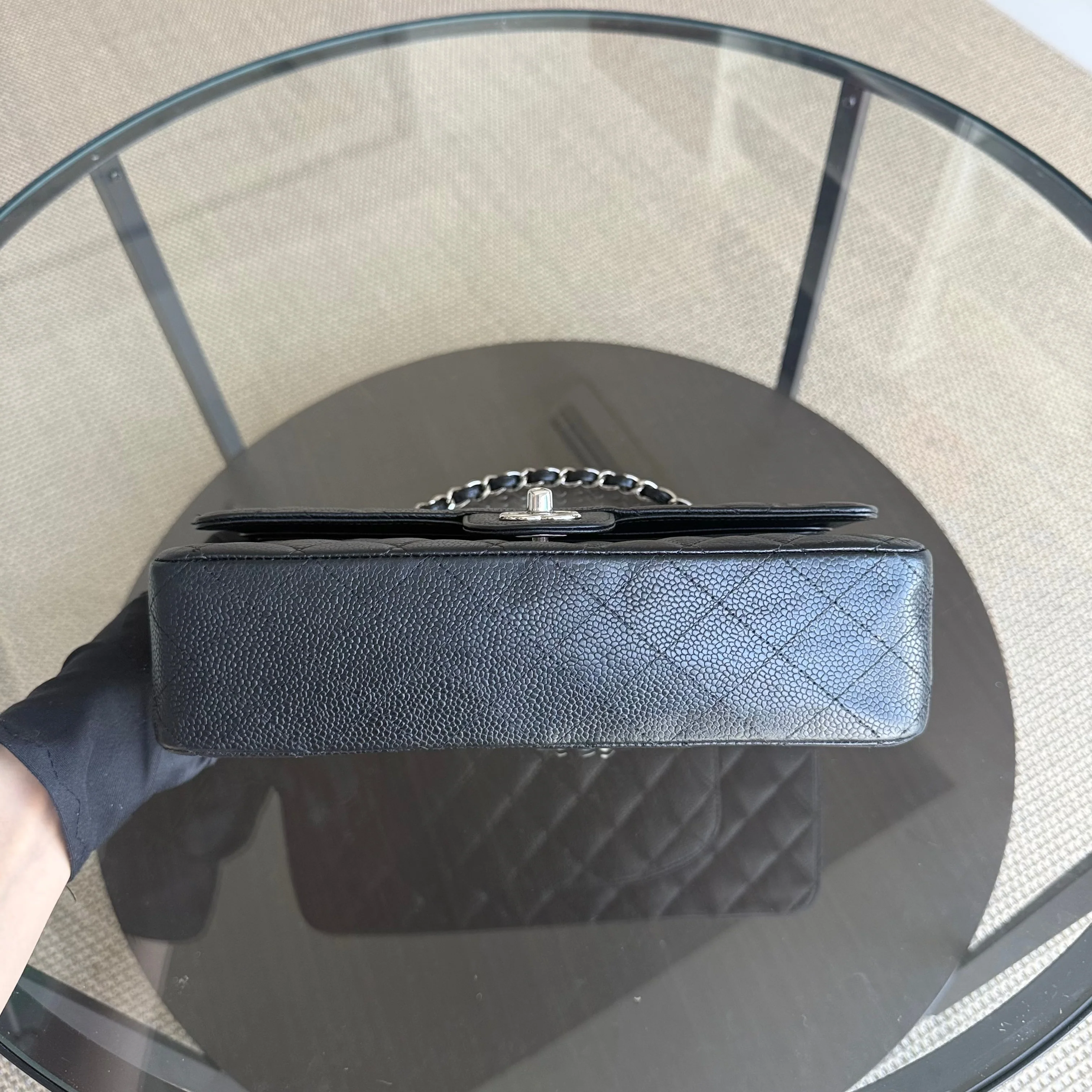 Chanel Classic Flap Medium - Caviar 25CM Quilted Grained Calfskin Black Silver Hardware Series 13