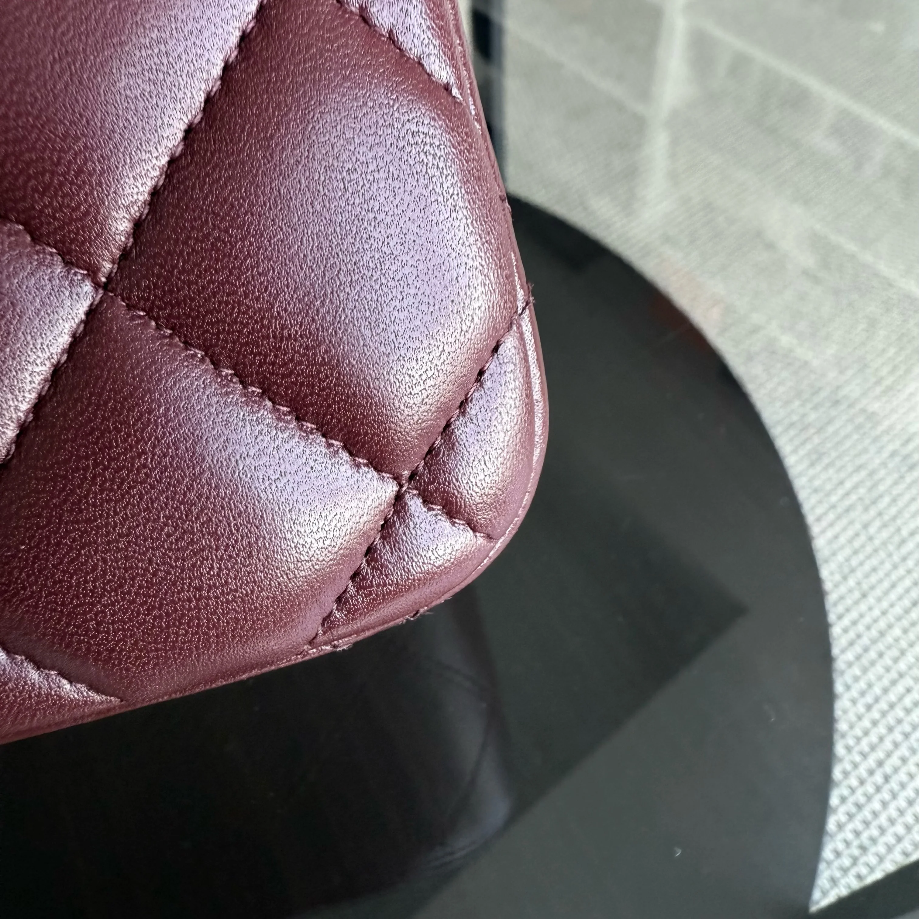 Chanel Classic Flap Jumbo - Double Flap 30CM Quilted Lambskin Burgundy Dark Red Gold Hardware Series 21