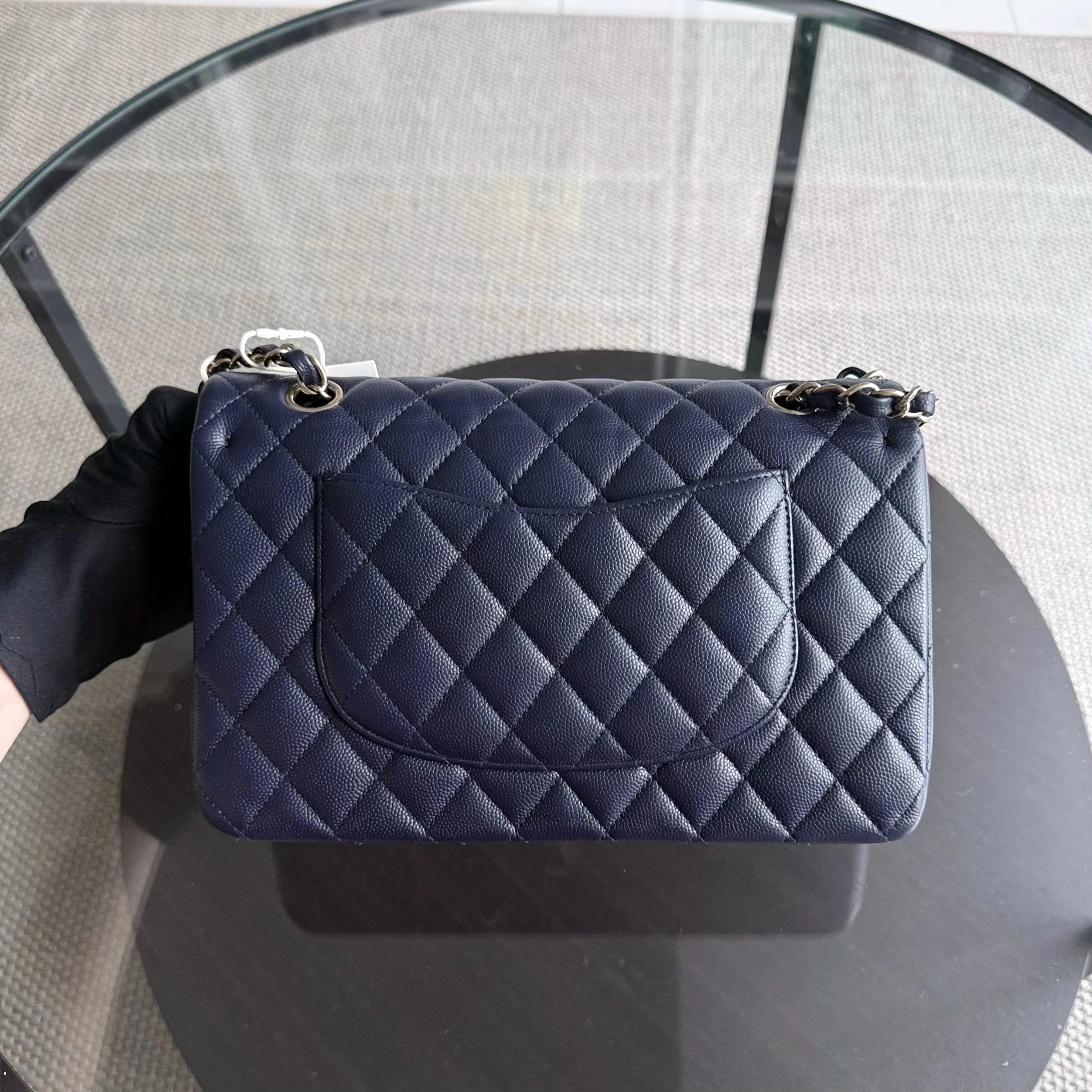 Chanel Classic Flap Medium - Caviar 25CM Quilted Dark Midnight Blue Gold Hardware Series 31
