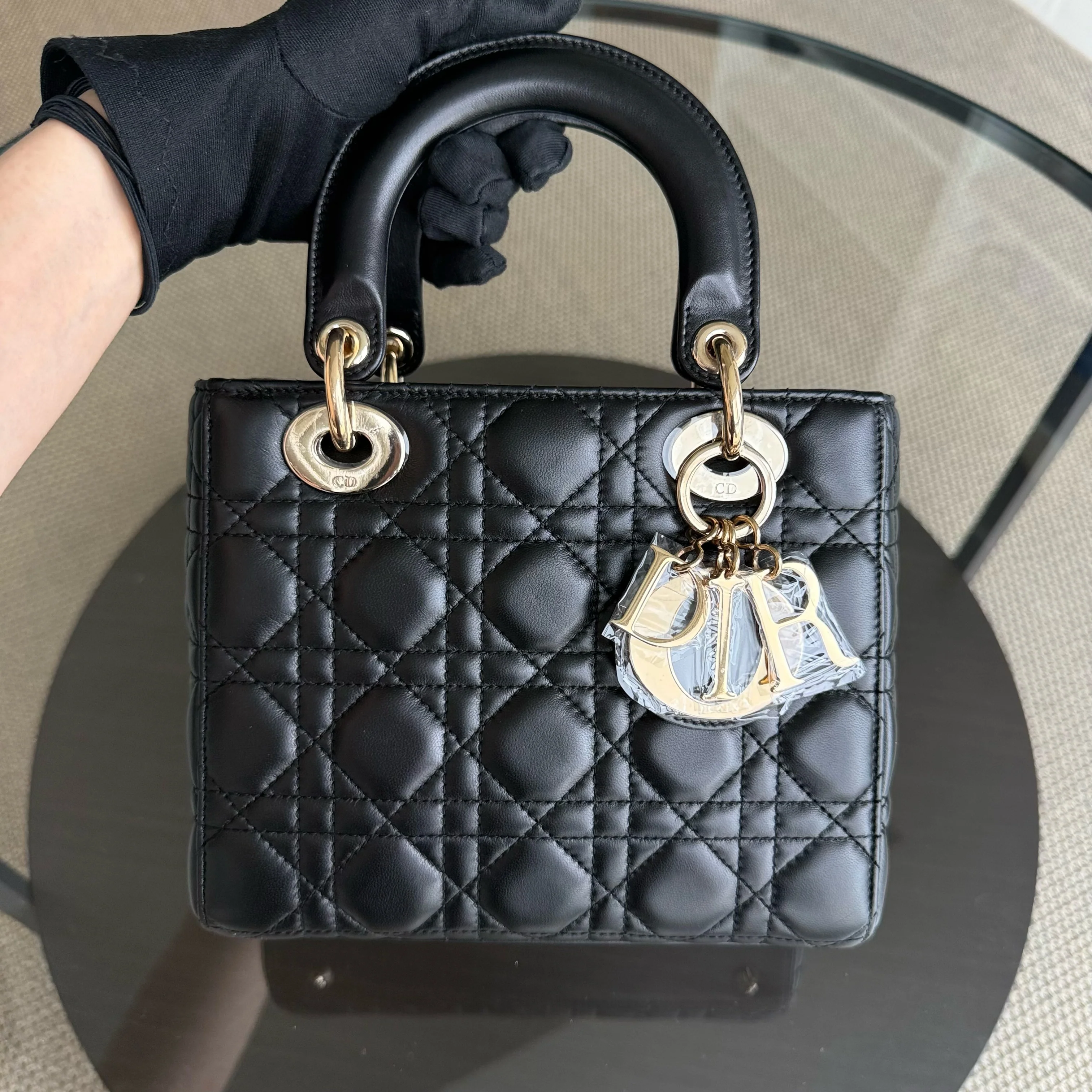 Dior Lady Small - Cannage Lambskin Black Gold Hardware