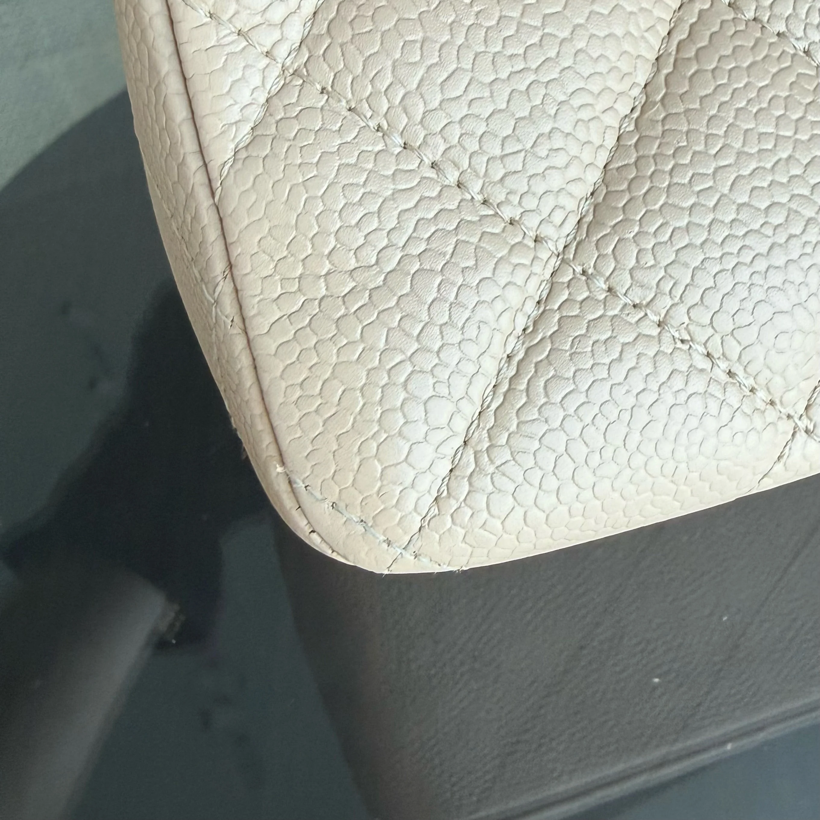 Chanel Classic Flap Jumbo - Caviar 30CM Single Flap Quilted Beige 24K Gold Hardware Series 12