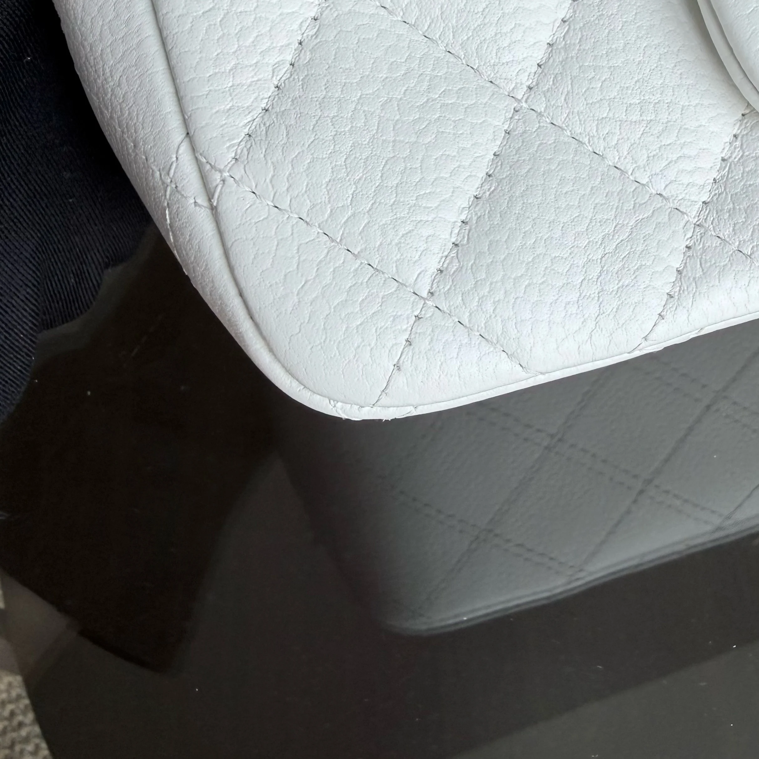 Chanel Classic Flap Mini Square - Caviar Quilted White Silver Hardware Series 18