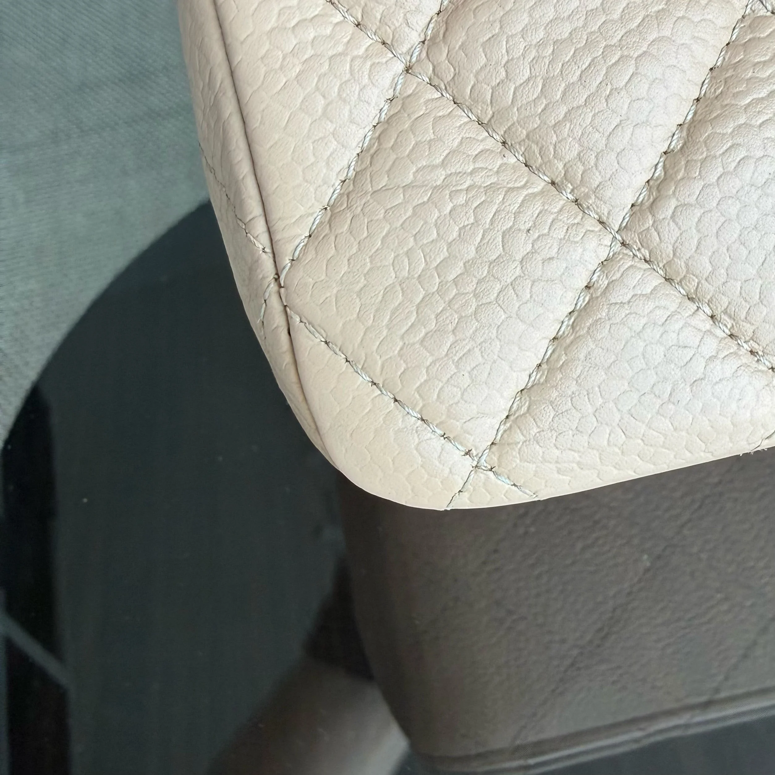 Chanel Classic Flap Medium - 25CM Quilted Caviar Beige Silver Hardware Series 12