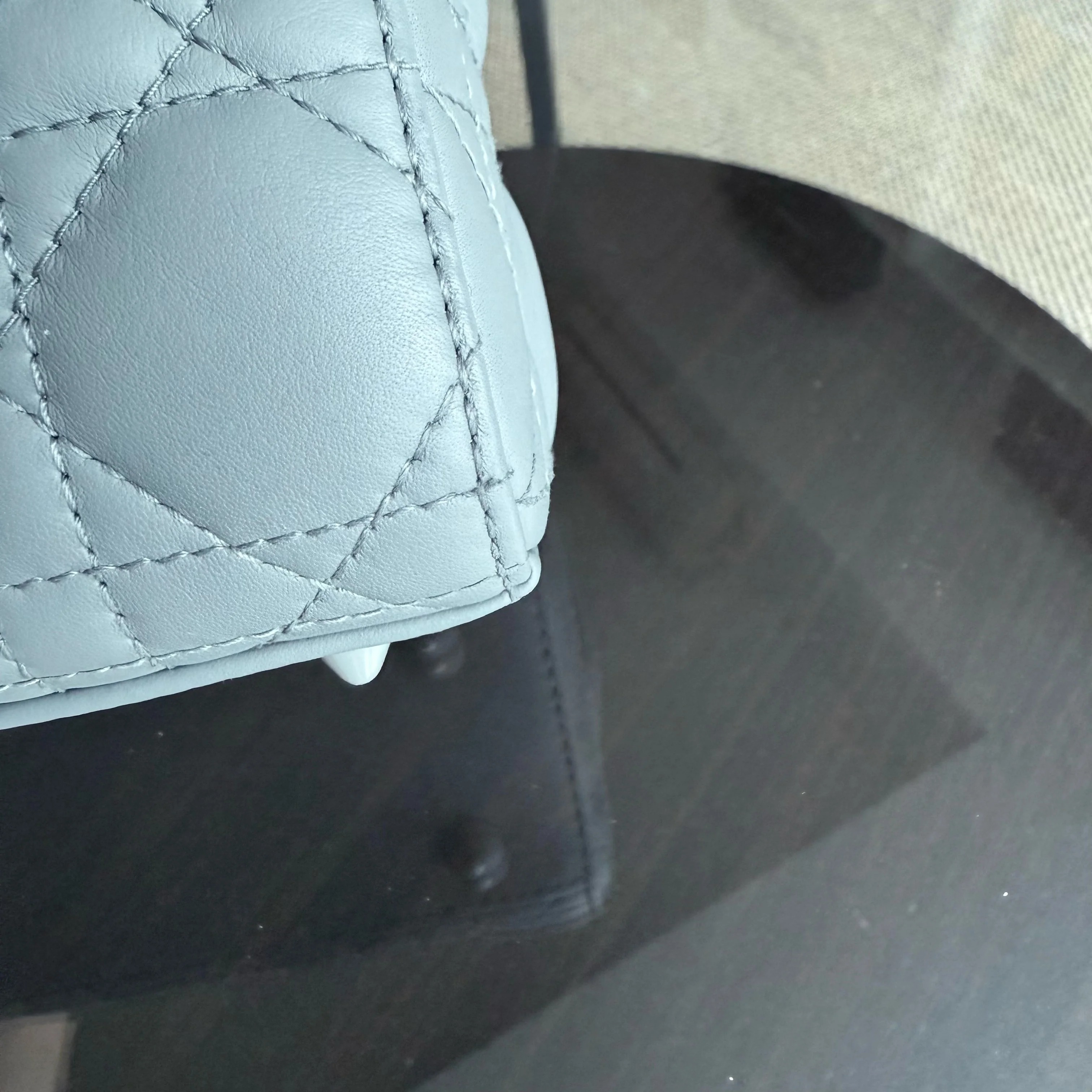 Dior Lady Small ABC - All Gray Grey Cannage Calfskin Black Hardware