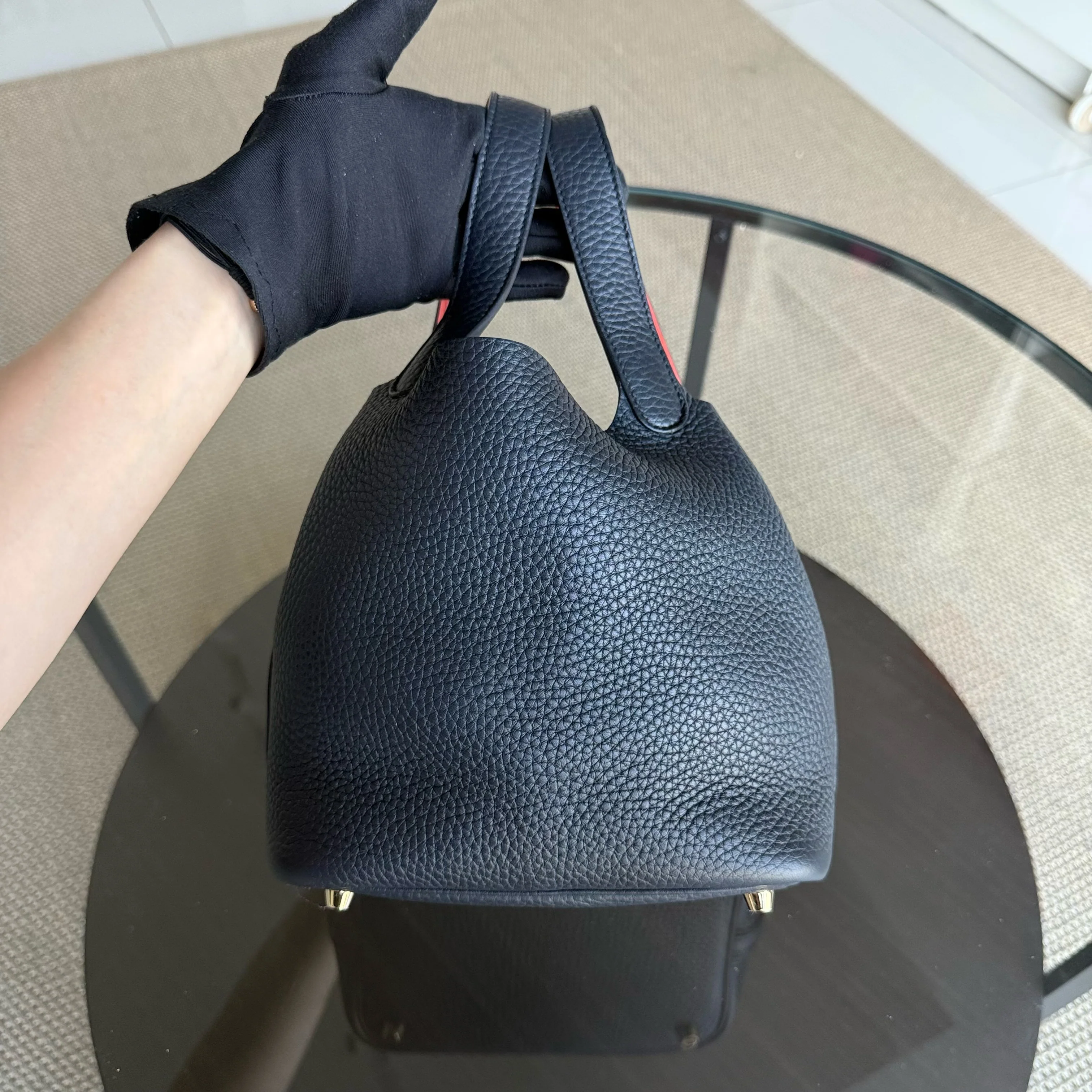 Hermes Picotin 18 - TC Clemence Leather Midnight Blue Gold Hardware Stamp X