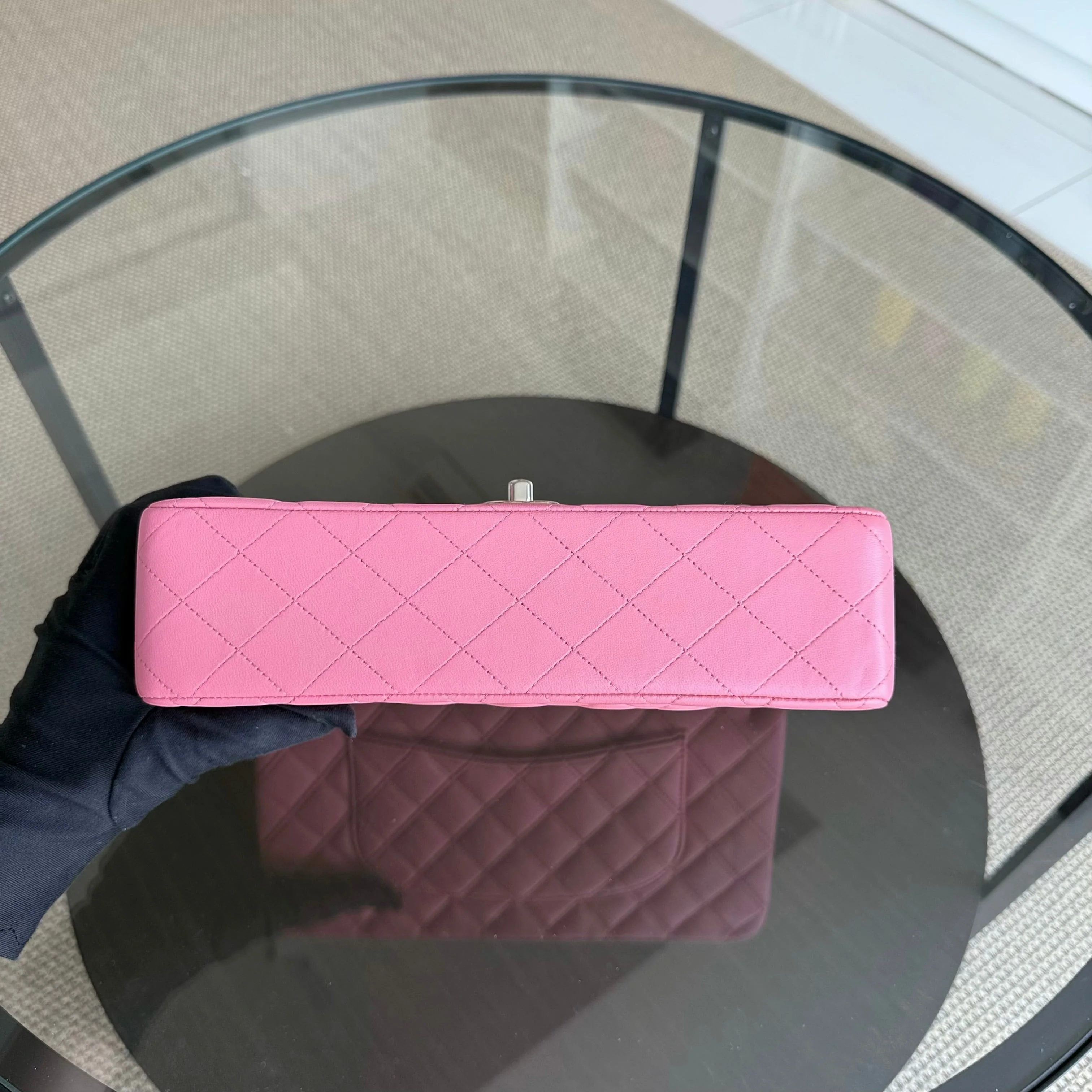 Chanel Classic Flap Medium - 25CM Quilted Lambskin Light Pink Silver Hardware Series 18