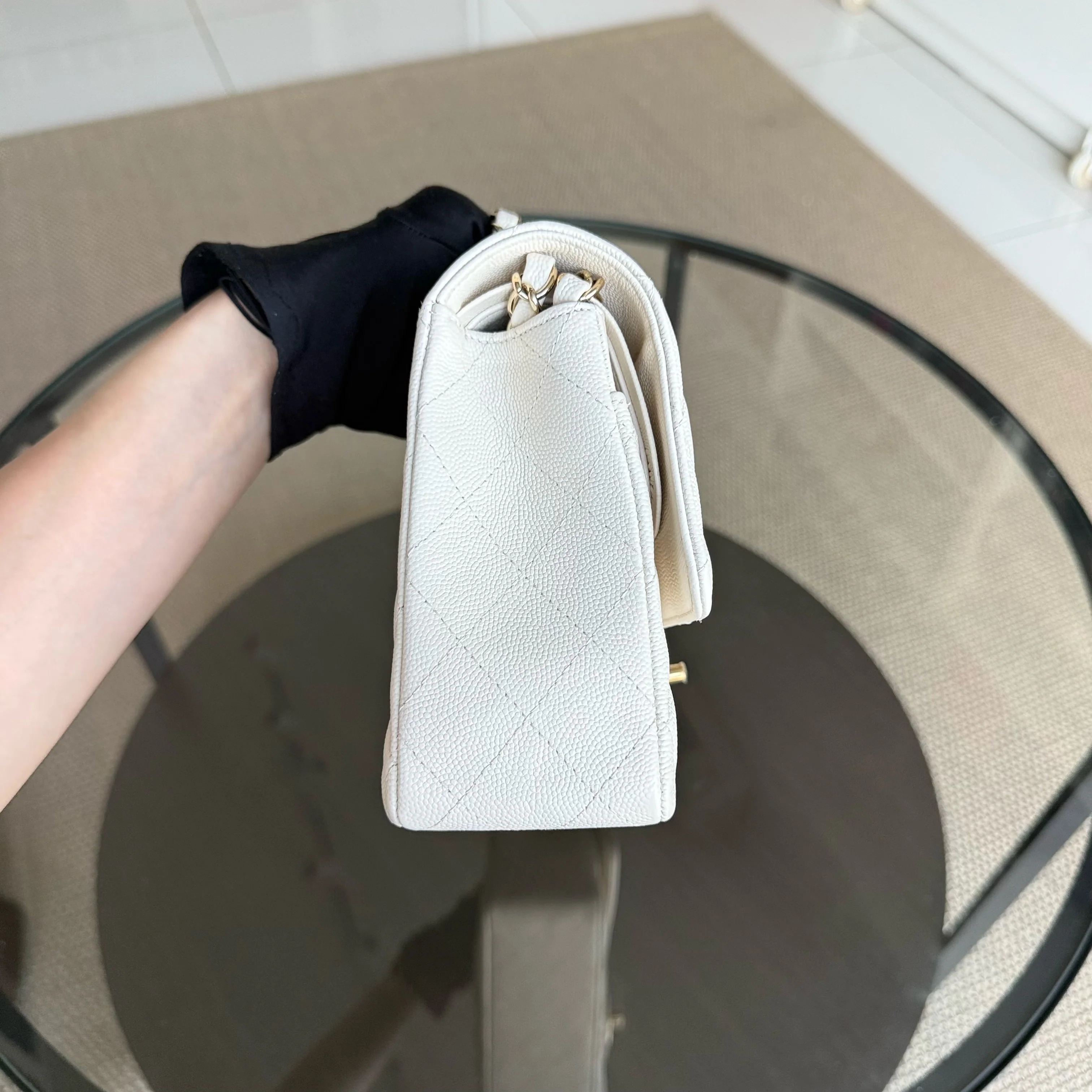 Chanel Classic Flap Medium - Caviar Quilted Grained Calfskin White Gold Hardware Series 23