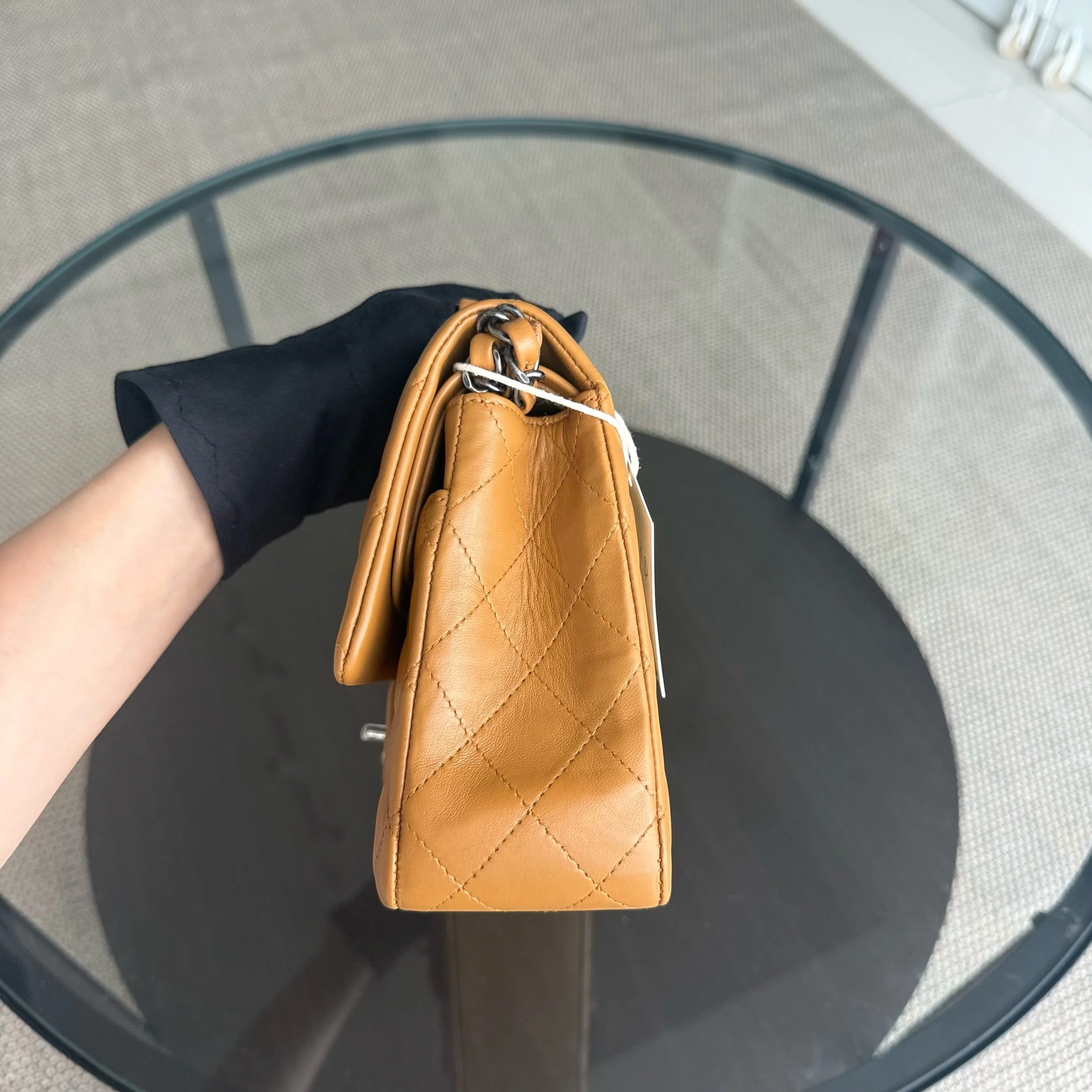 Chanel Classic Flap Medium - 25CM Quilted Lambskin Caramel Silver Hardware Series 19