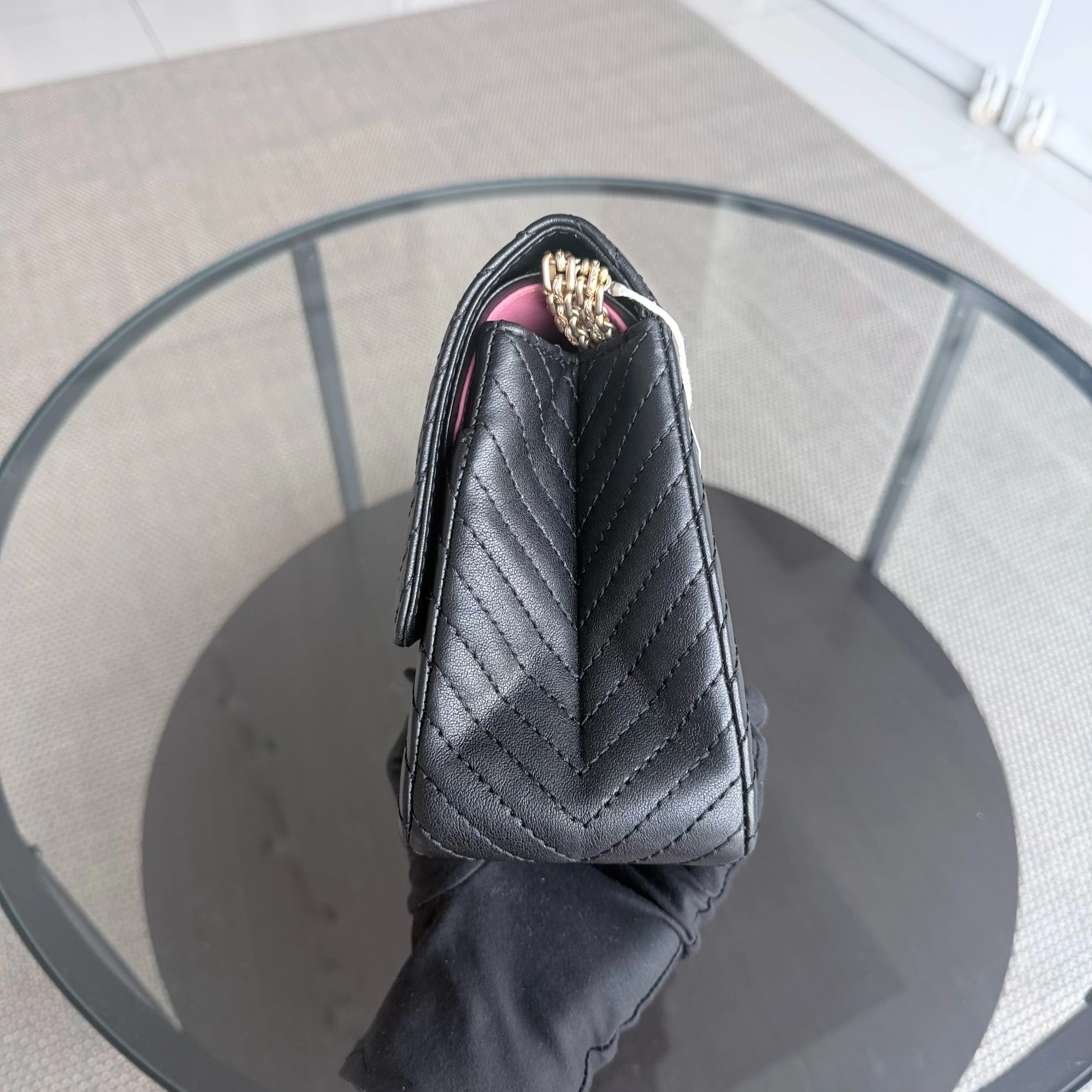 Chanel 2.55 Reissue 226 - 28CM Chevron Aged Calfskin Black Gold Hardware Series 23