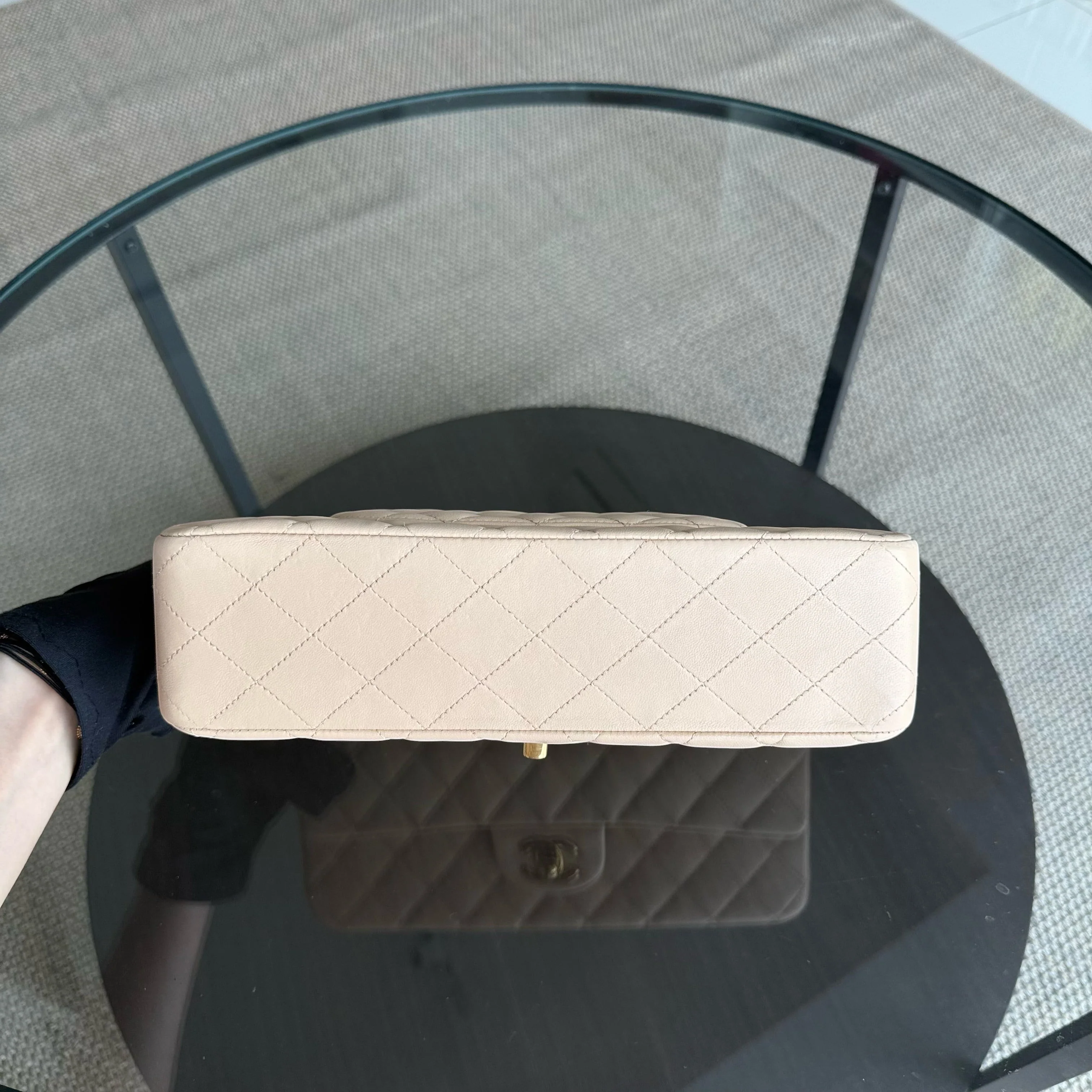 Chanel Classic Flap Medium - 25CM Quilted Lambskin Beige Gold Hardware