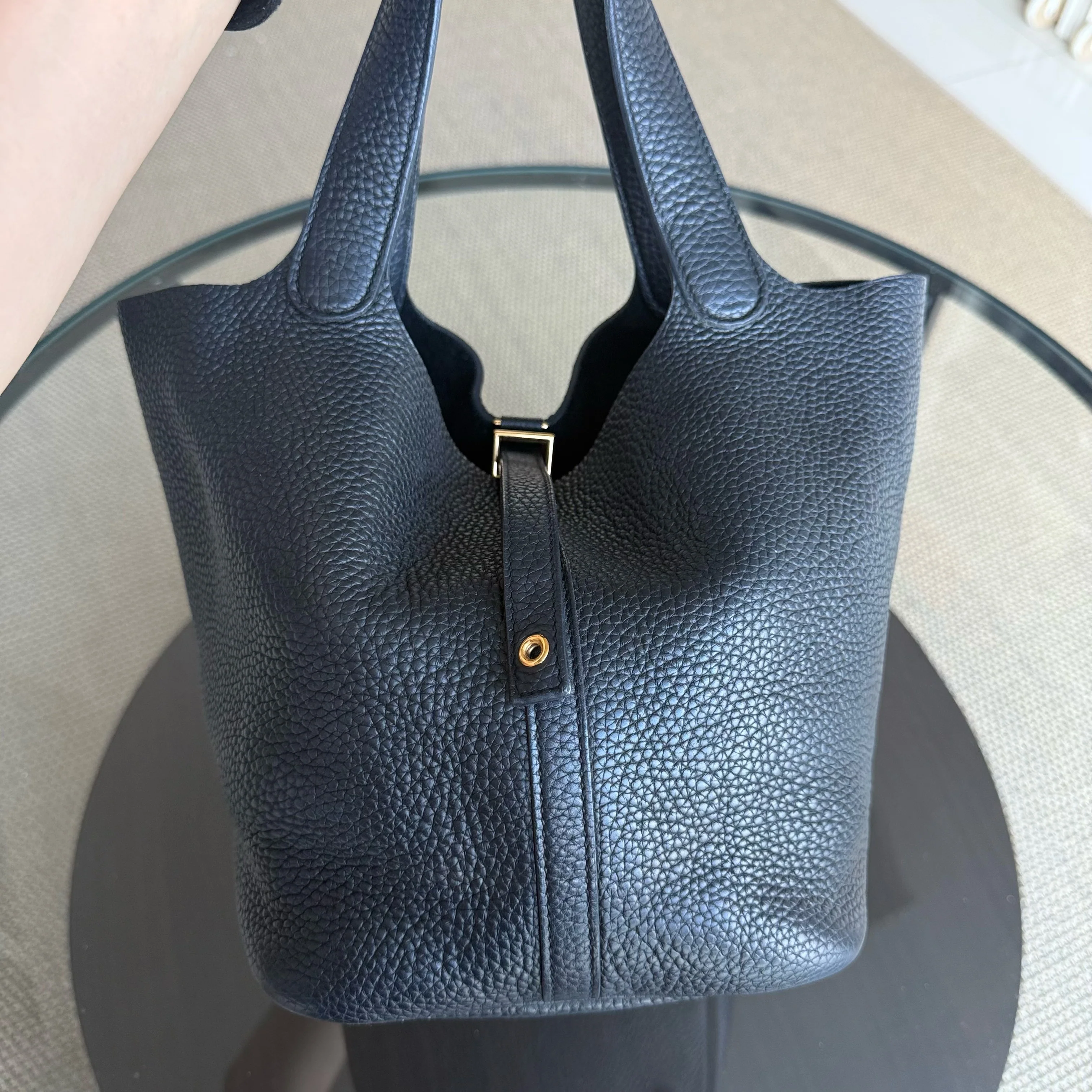 Hermes Picotin 22 - Noir Clemence Golden Hardware