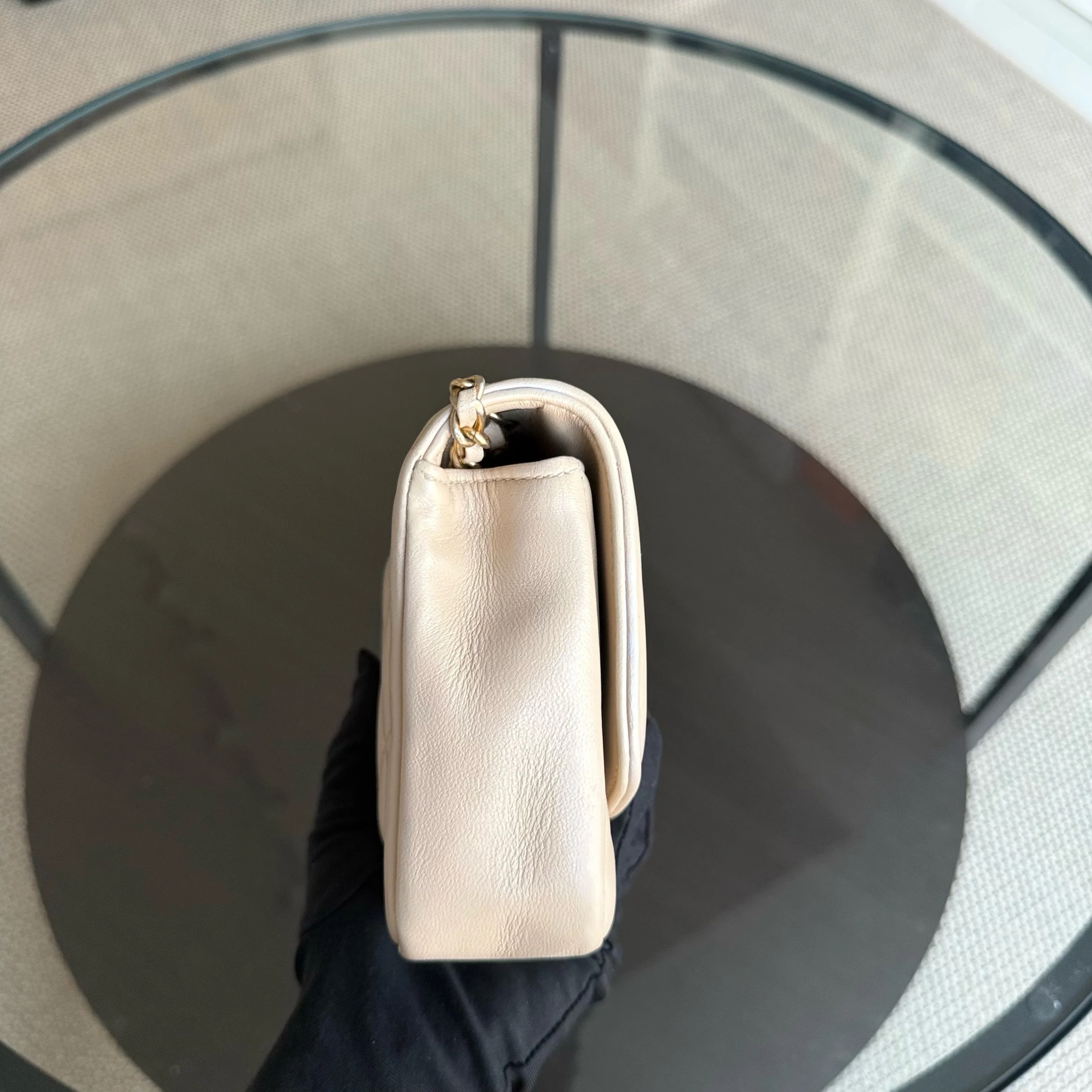 Chanel Diana Small - 22CM Quilted Lambskin Beige Gold Hardware Series 20