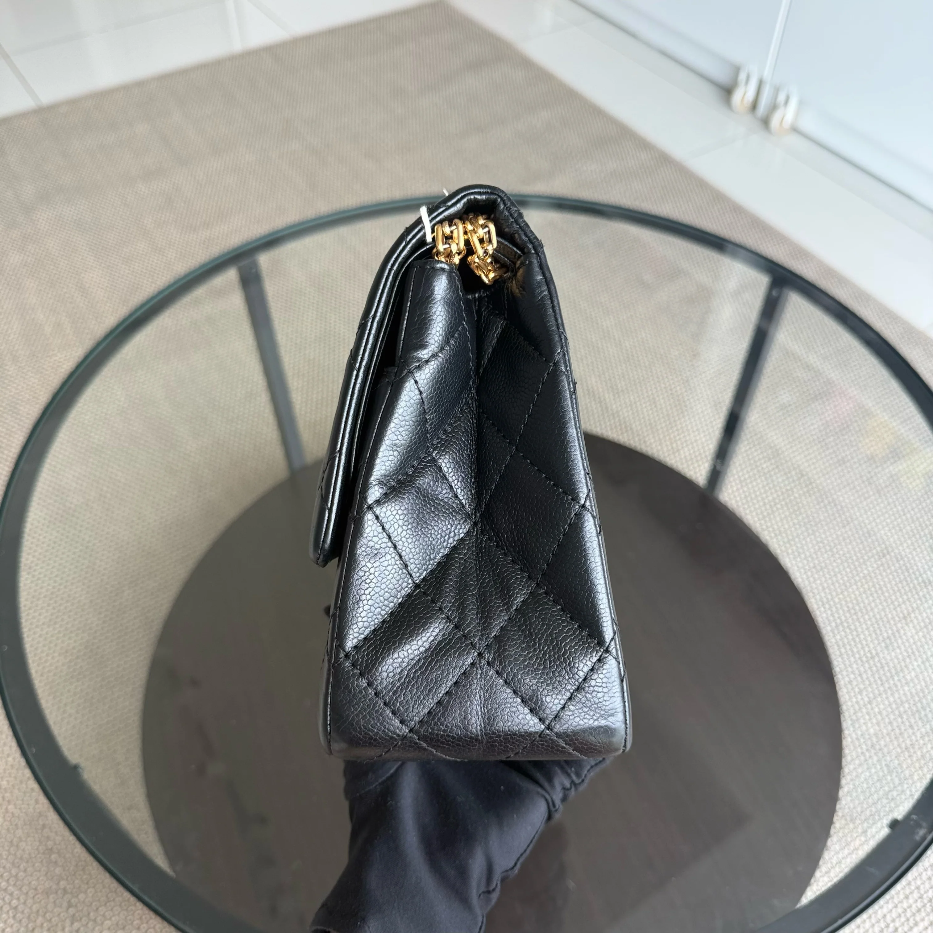 Chanel 2.55 Reissue 227 - Caviar Quilted Black Aged Gold Hardware Series 18