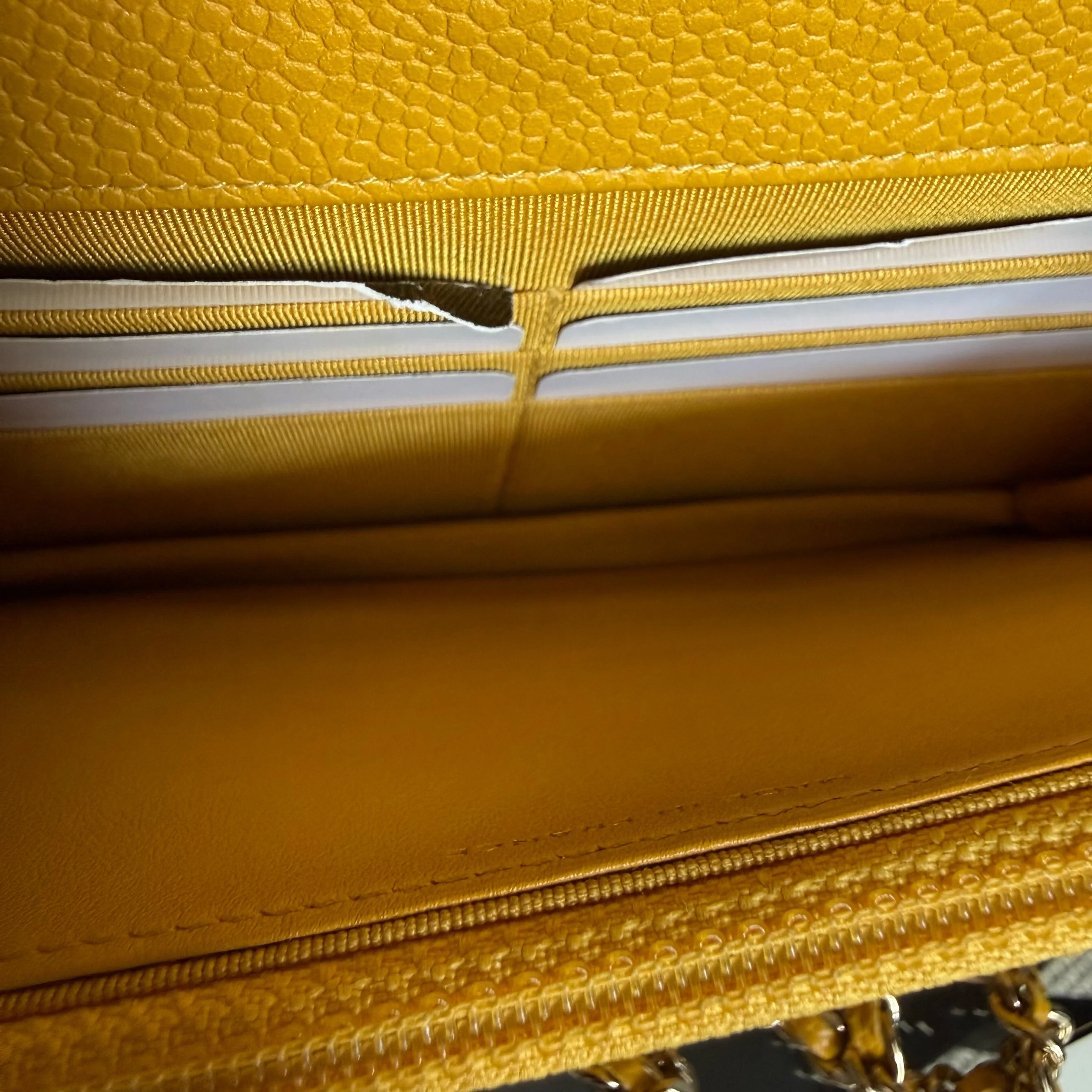 Chanel Wallet On Chain WOC - Quilted Caviar Yellow Series 25