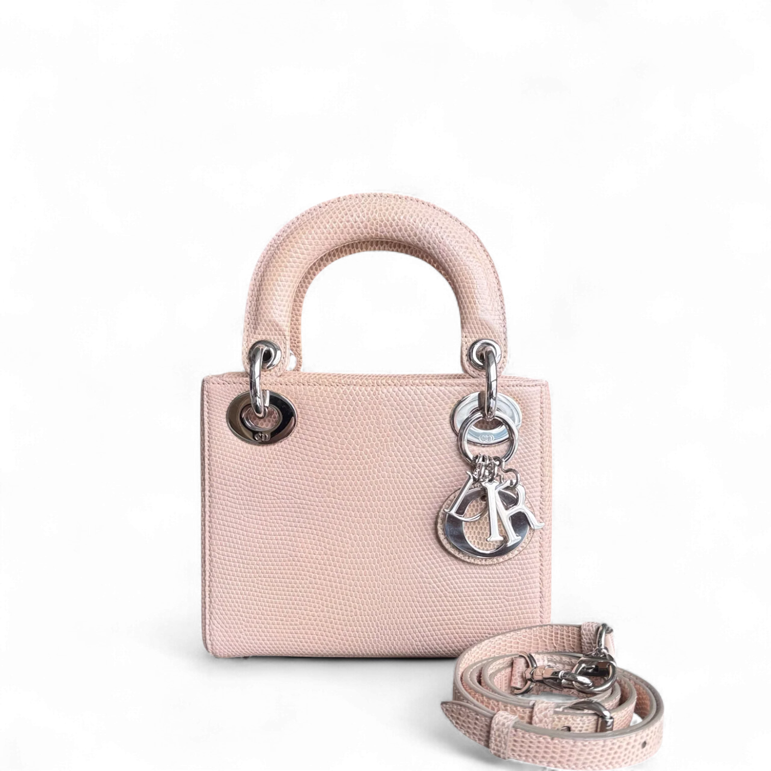 Dior Lady Mini - Exotic Lizard Beige color Silver Hardware