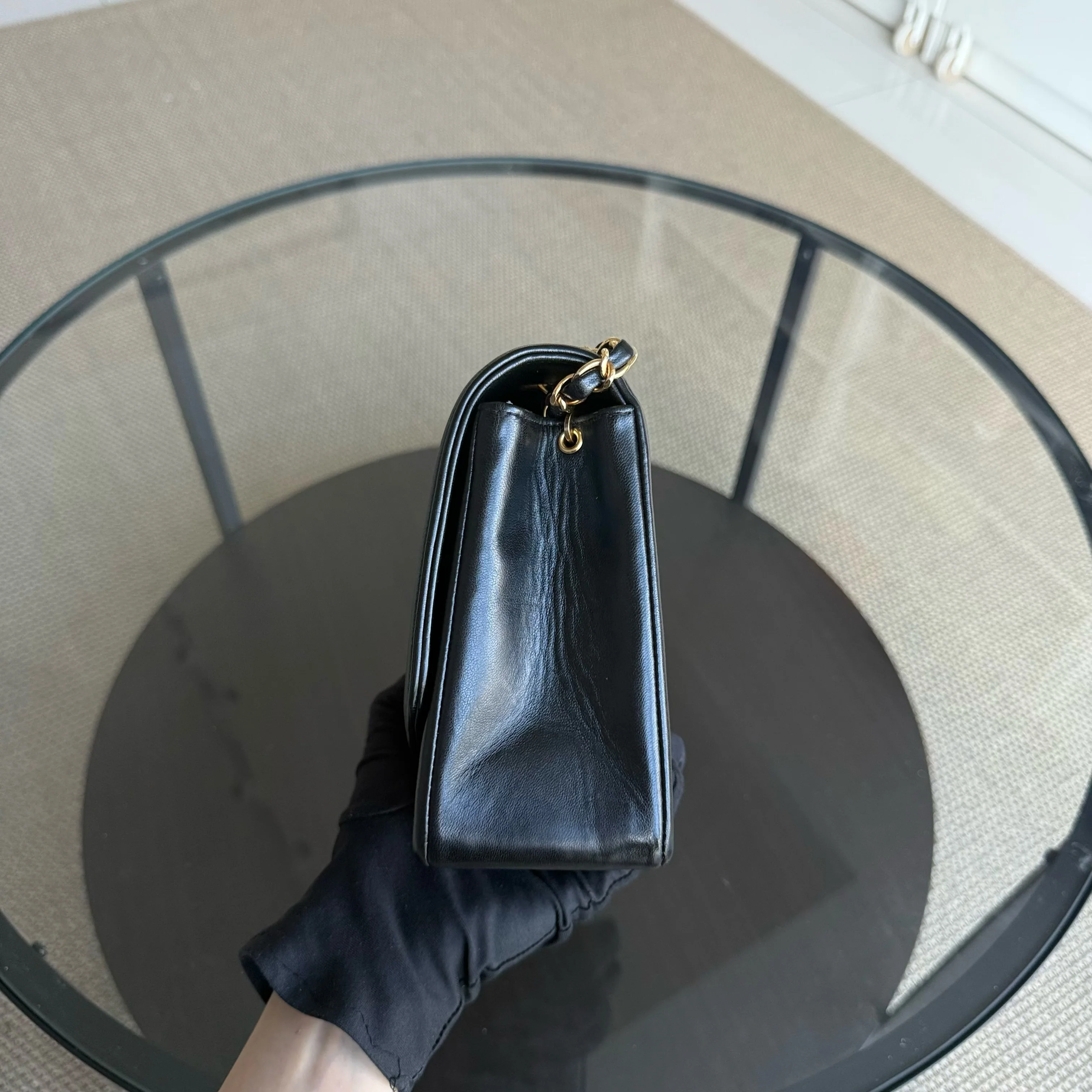 Chanel Diana Vintage - 25CM Quilted Lambskin Black Gold Hardware Series 3