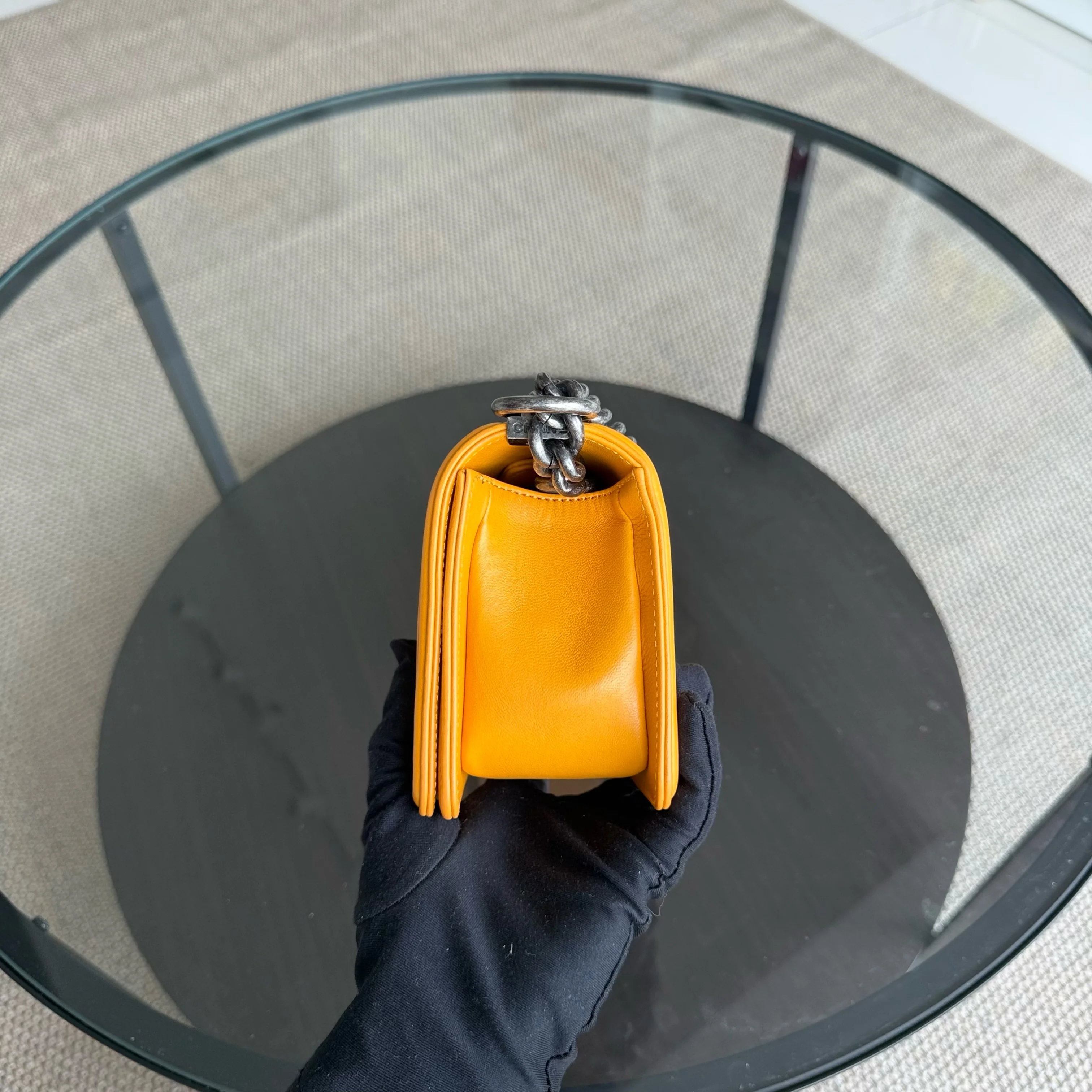 Chanel Boy Small - Small Stingray Yellow Mustard Ruthenium Silver Hardware Series 21