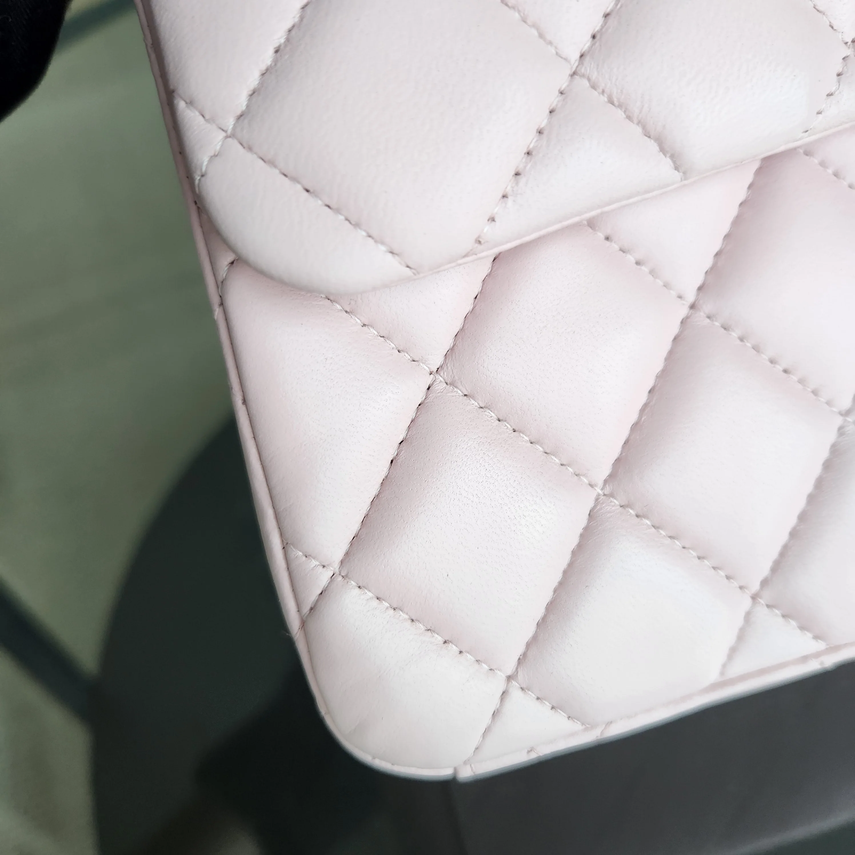 Chanel Classic Flap Maxi - 34CM Quilted Lambskin Single Flap Light Pink Silver Hardware Series 13