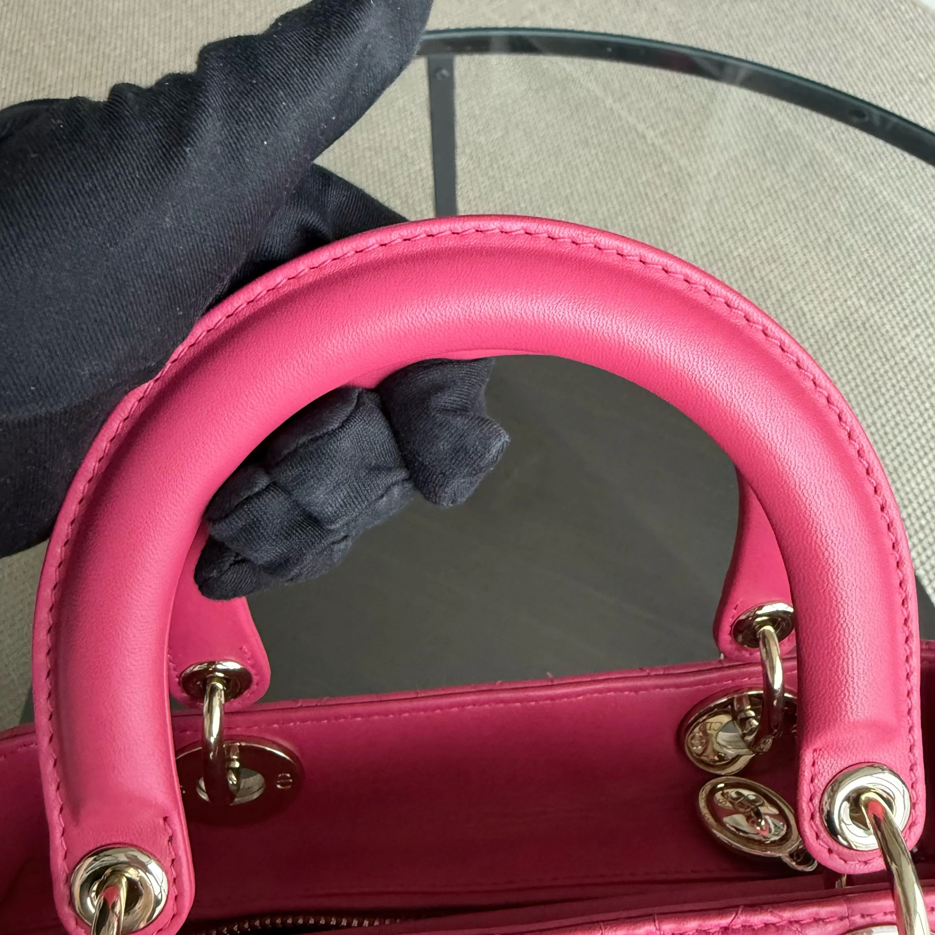 Dior Lady Medium - Cannage Lambskin Hot Pink Gold Hardware