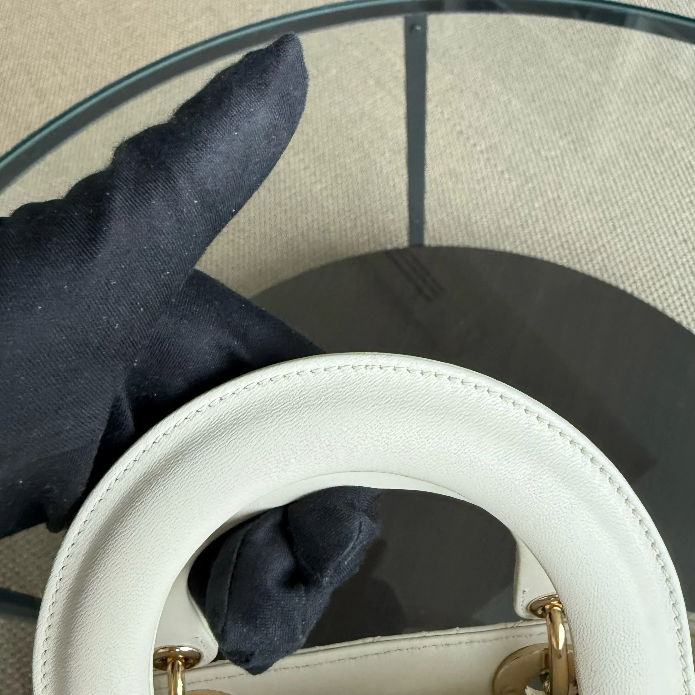 Dior Lady Small - Cannage Lambskin White Gold Hardware