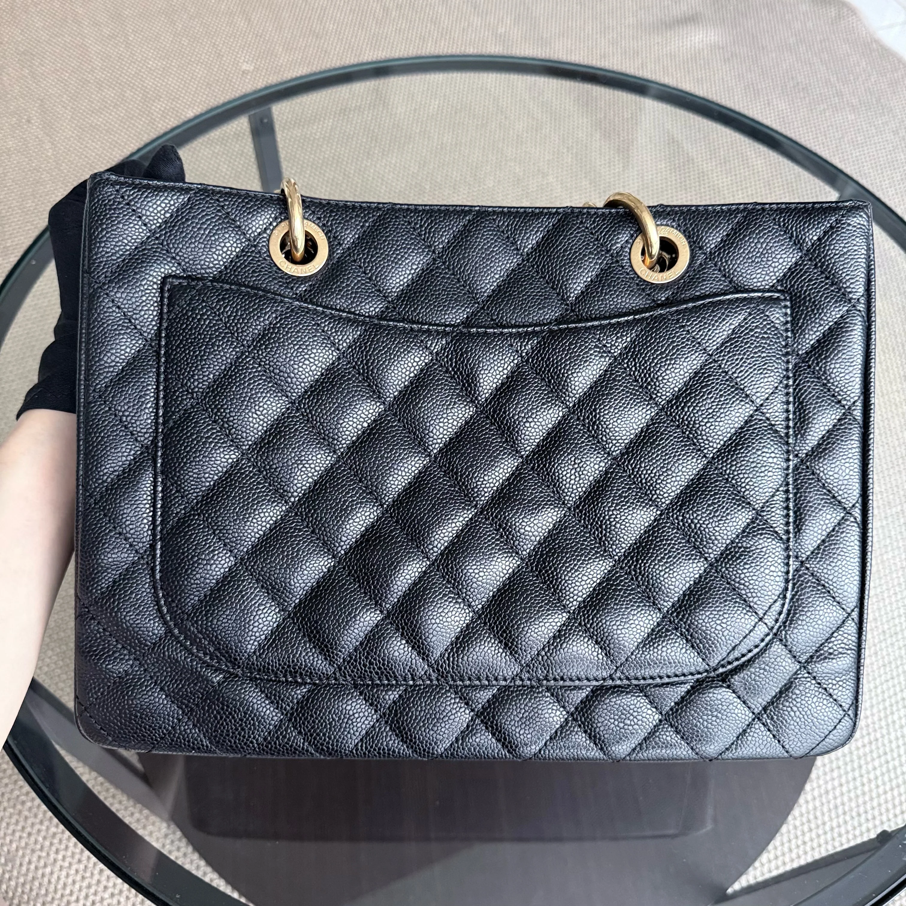 Chanel GST Grand Shopping Tote - Caviar Quilted Black Gold Hardware Series 14