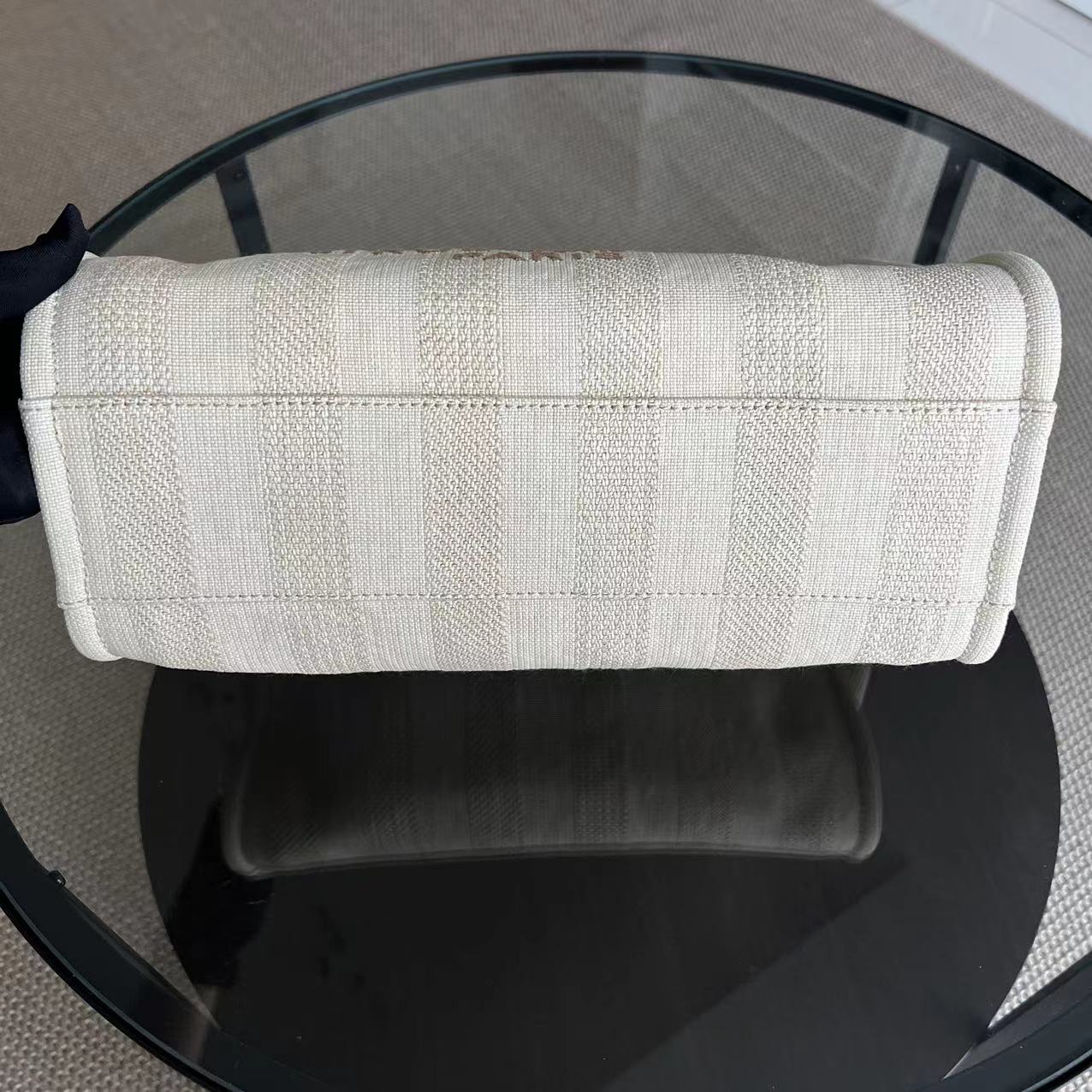 Chanel Deauville Small - Tote Yellow Canvas Silver Hardware 29