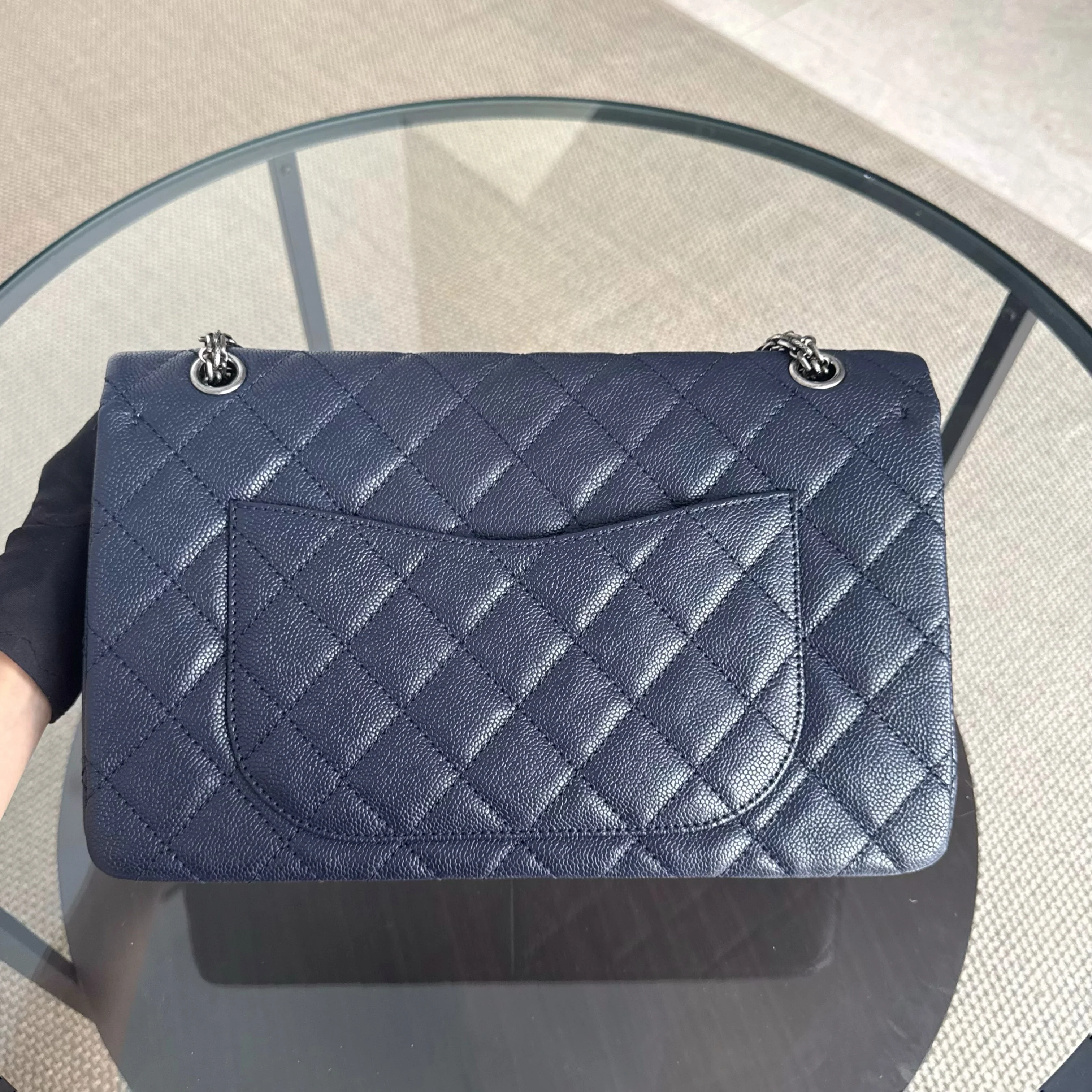 Chanel 2.55 Reissue 227 - Caviar Quilted Dark Blue Ruthenium Silver Hardware Series 14