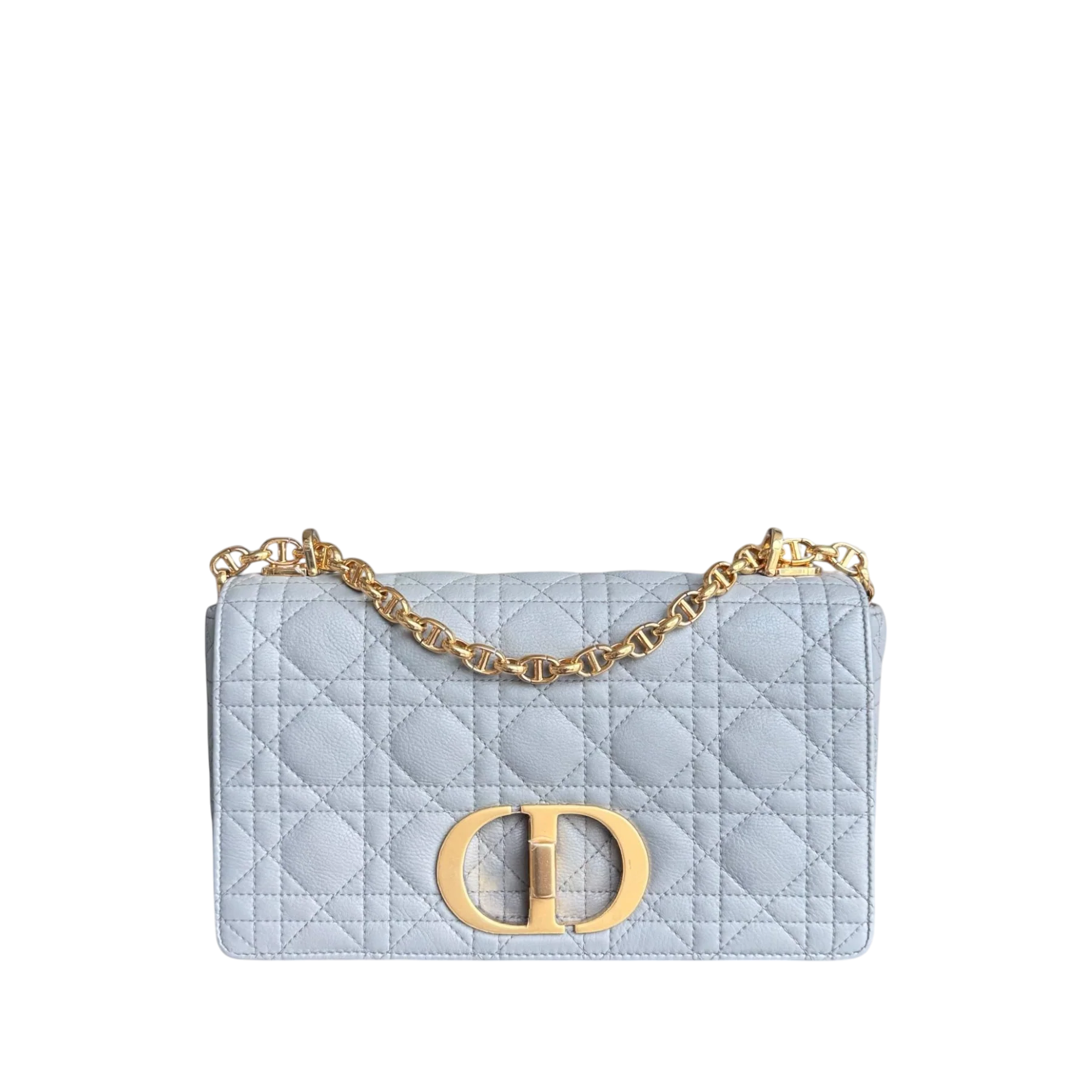 Dior Caro Medium - Cannage Calfskin Grey Gray Gold Hardware