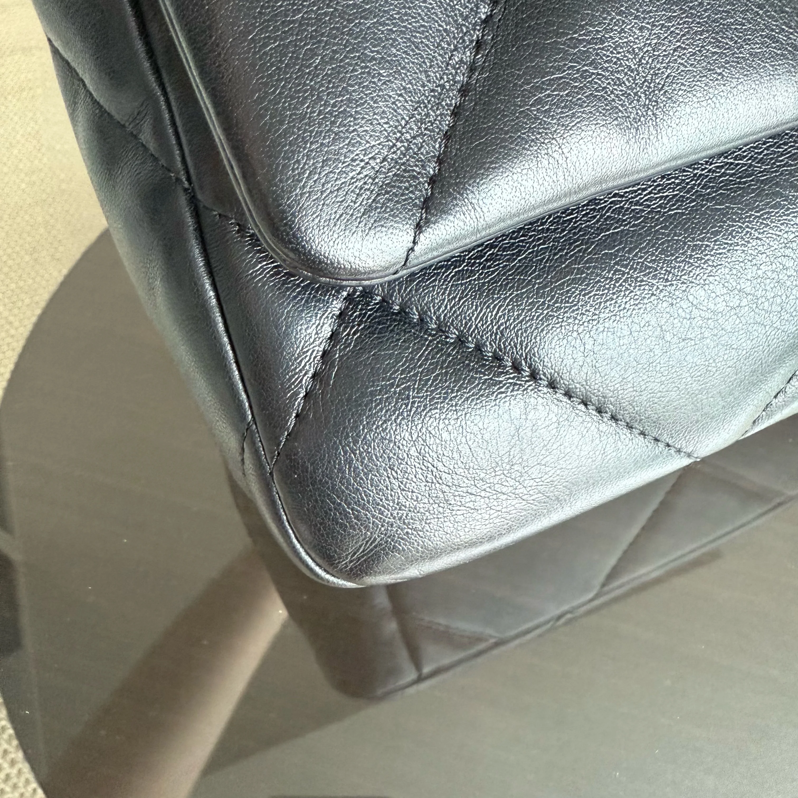 Chanel 19 Bag C19 Small - Quilted Shiny Goatskin Black Two-tone Gold Silver Hardware