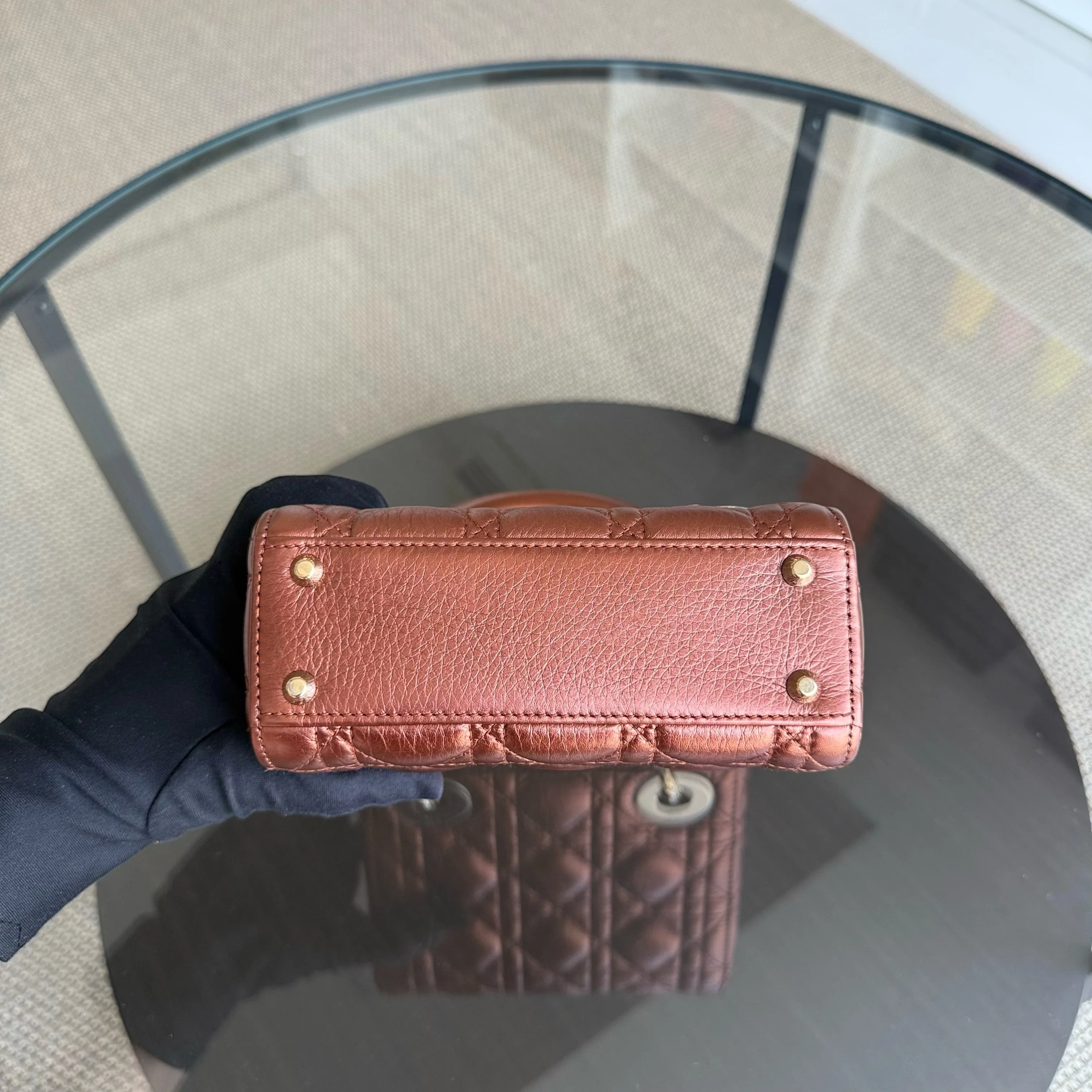 Dior Lady Mini - Cannage Calfskin Brown Gold Hardware Adjustable Strap