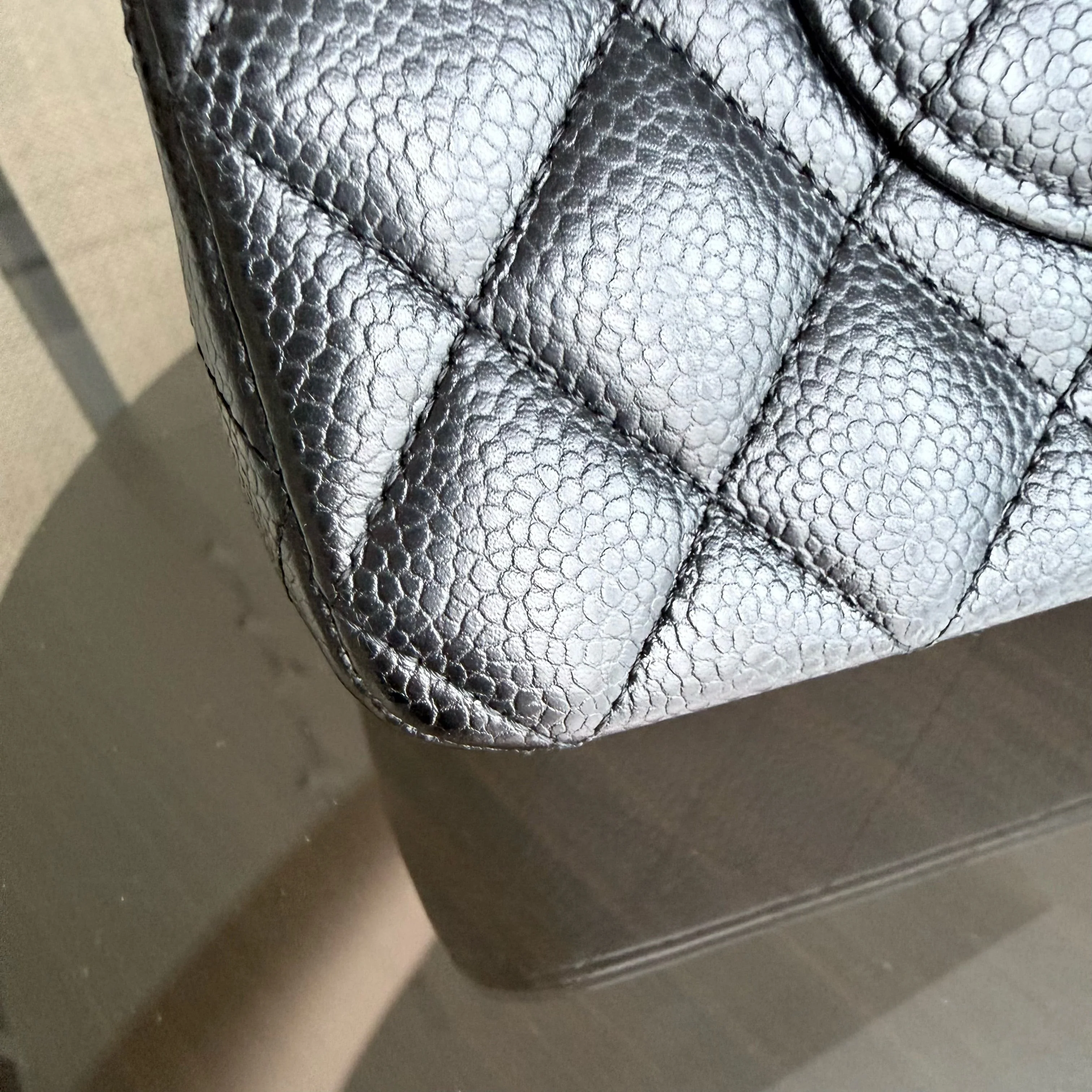 Chanel Classic Flap Medium - Caviar 25CM Quilted Grained Calfskin Black Gold Hardware Series 25